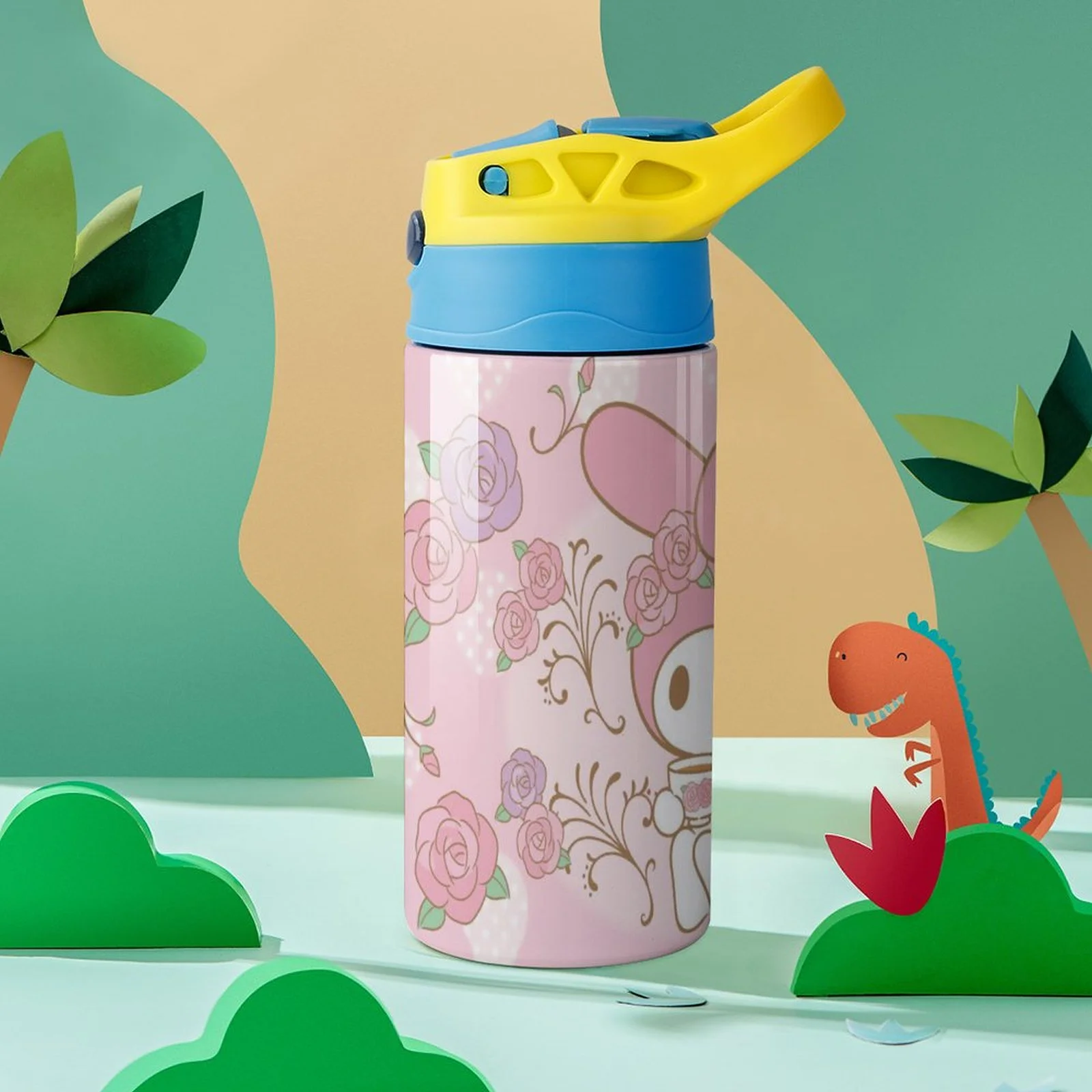My Melody Rabbit Children's Water Bottle Vacuum Insulated Stainless Steel Cup With Straw Toddler Thermoses