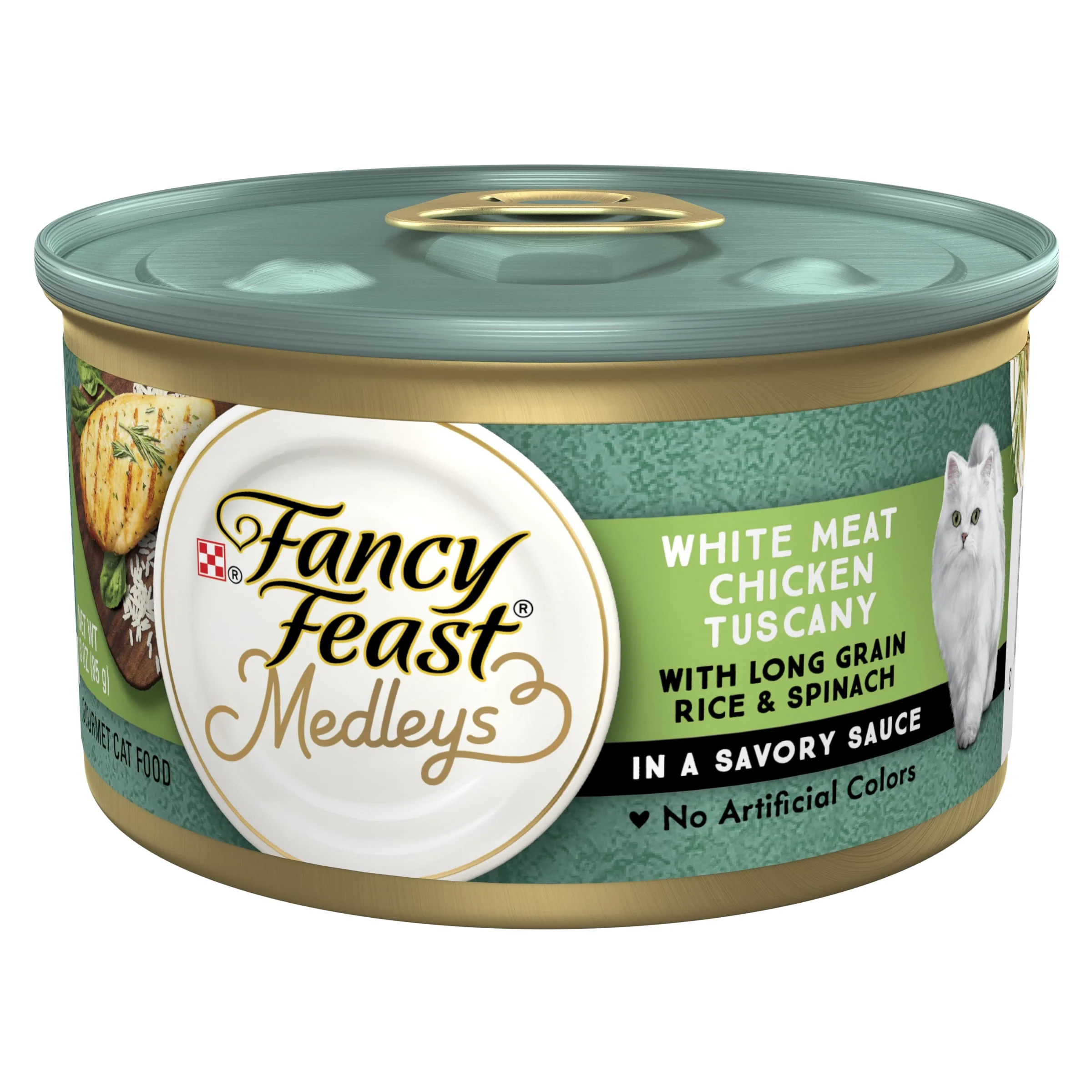 (24 pack) Purina Fancy Feast Medleys Wet Cat Food Chicken Tuscany Spinach, 3 oz Can