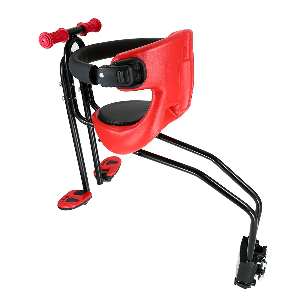 Dcenta Child Safety Carrier Front Seat Saddle Cushion with Back Rest Foot Pedals