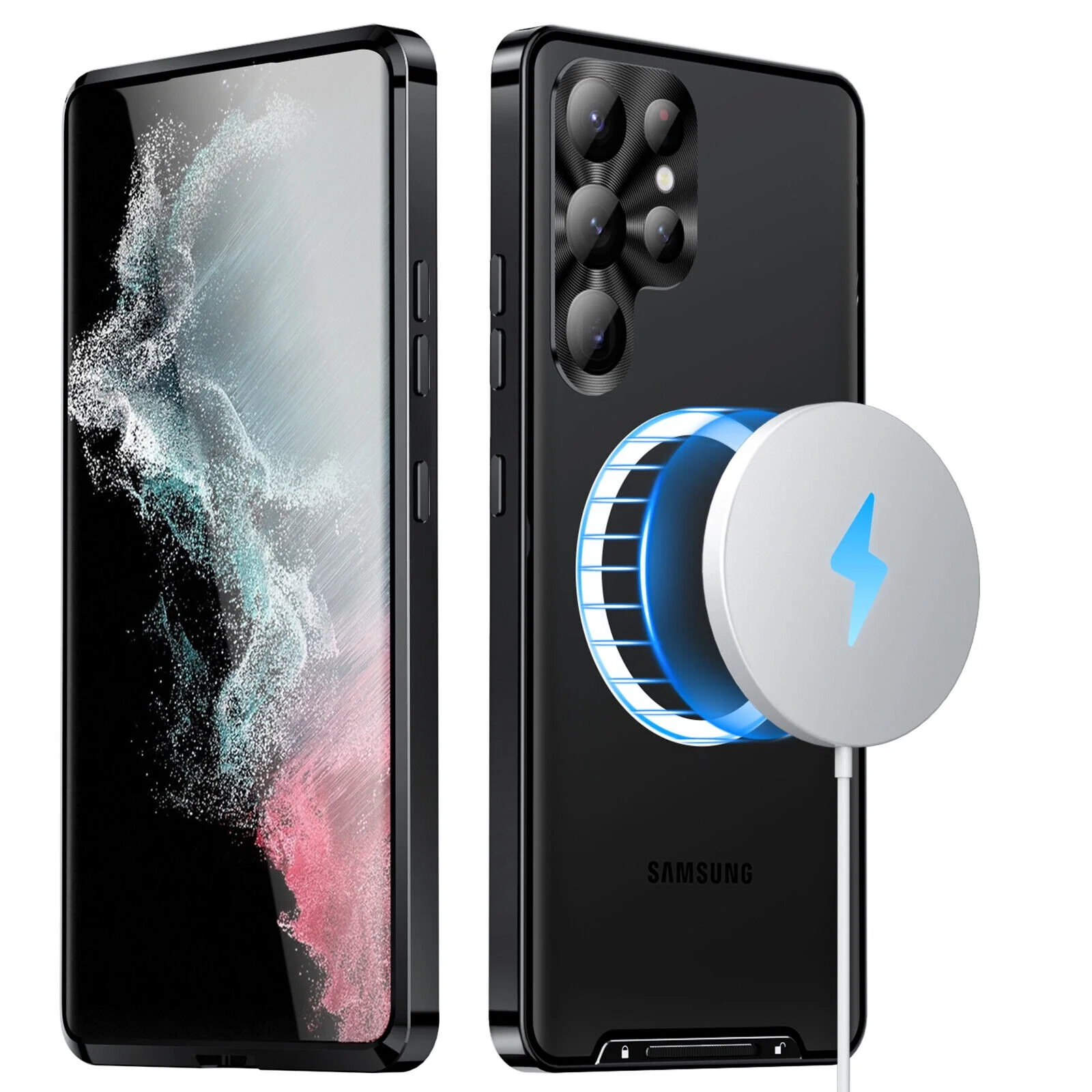 Mag Safe Metal Frame Clear Case For Samsung Galaxy S23 S22 Ultra S21+ S20 Note20