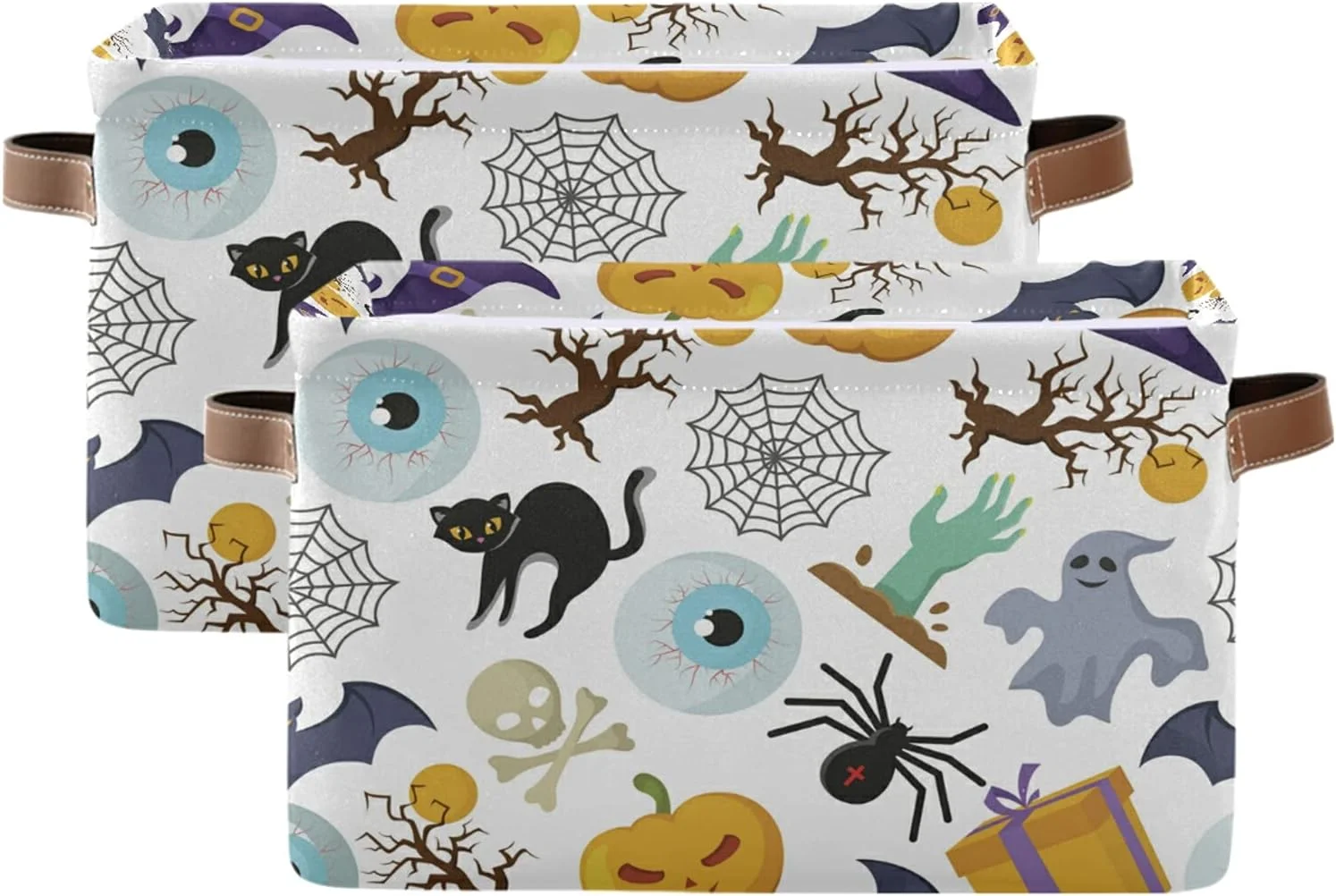 Hotbar Halloween Pumpkin Cat Storage Bin for Toy Storage Basket Dirty Clothes Sundries Office Home Closet Organizer Shelf Cube Box Waterproof Laundry Basket