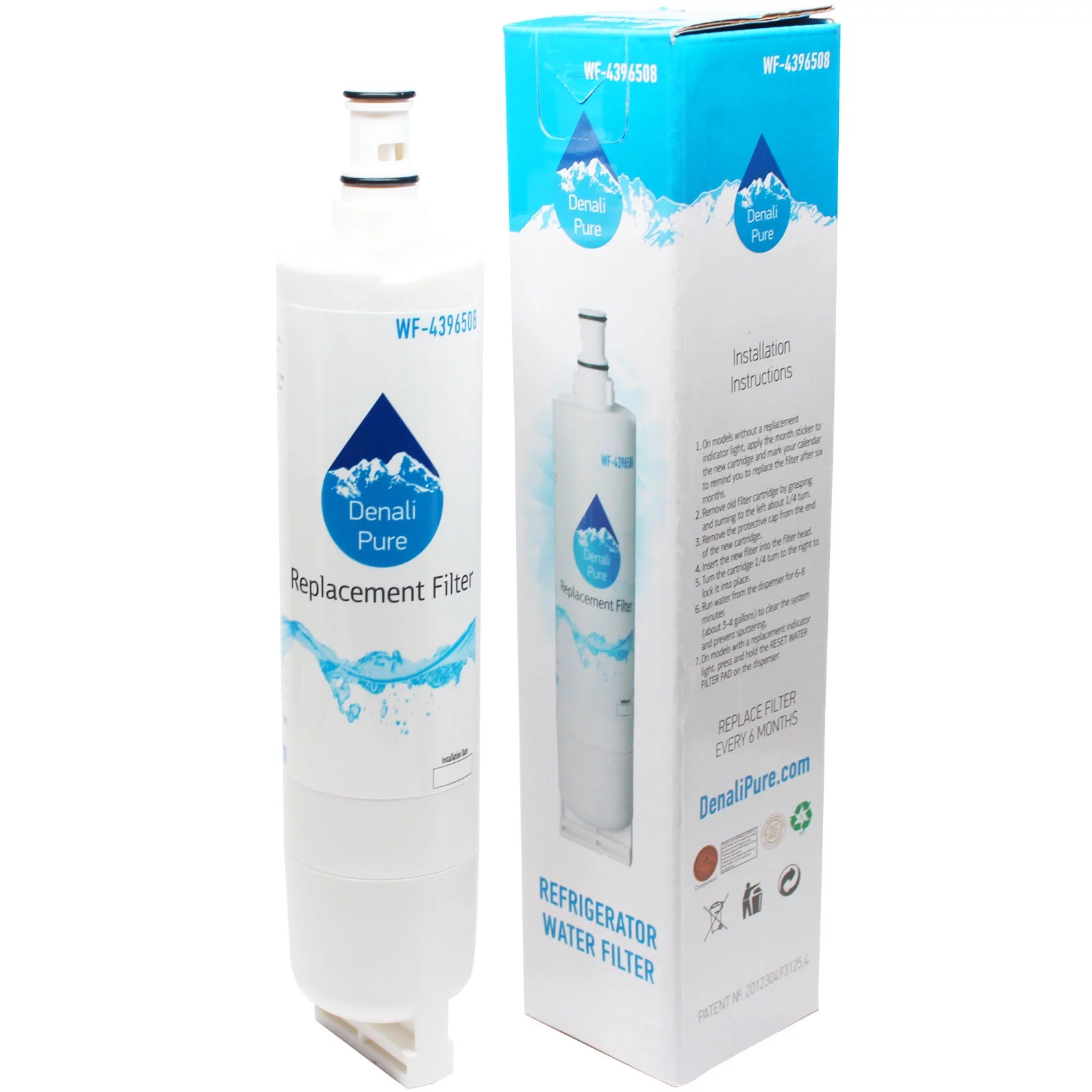 Replacement Roper RS25AFXRQ Refrigerator Water Filter - Compatible Roper 4396508, 4396510 Fridge Water Filter Cartridge - Denali Pure Brand