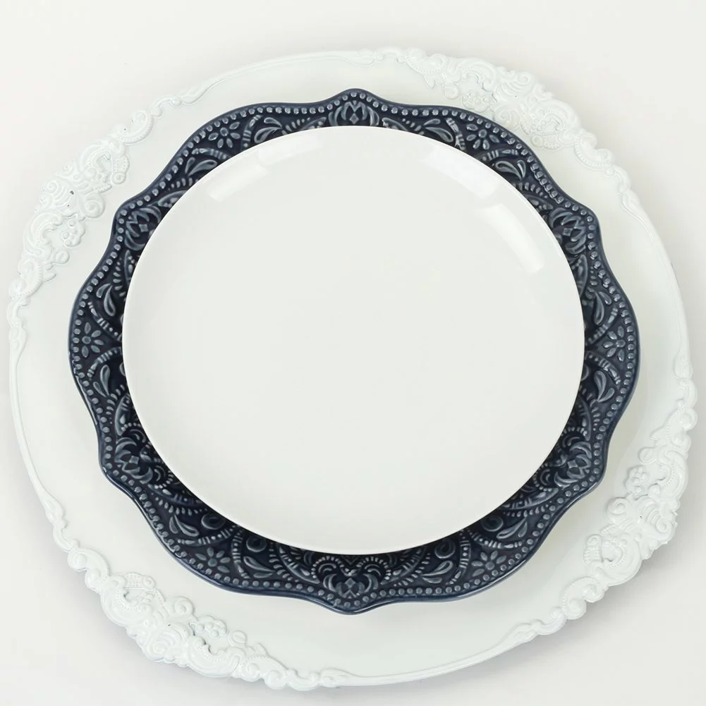 DIY Wedding Koyal Wholesale Vintage Charger Plate, White (Pack of 4)