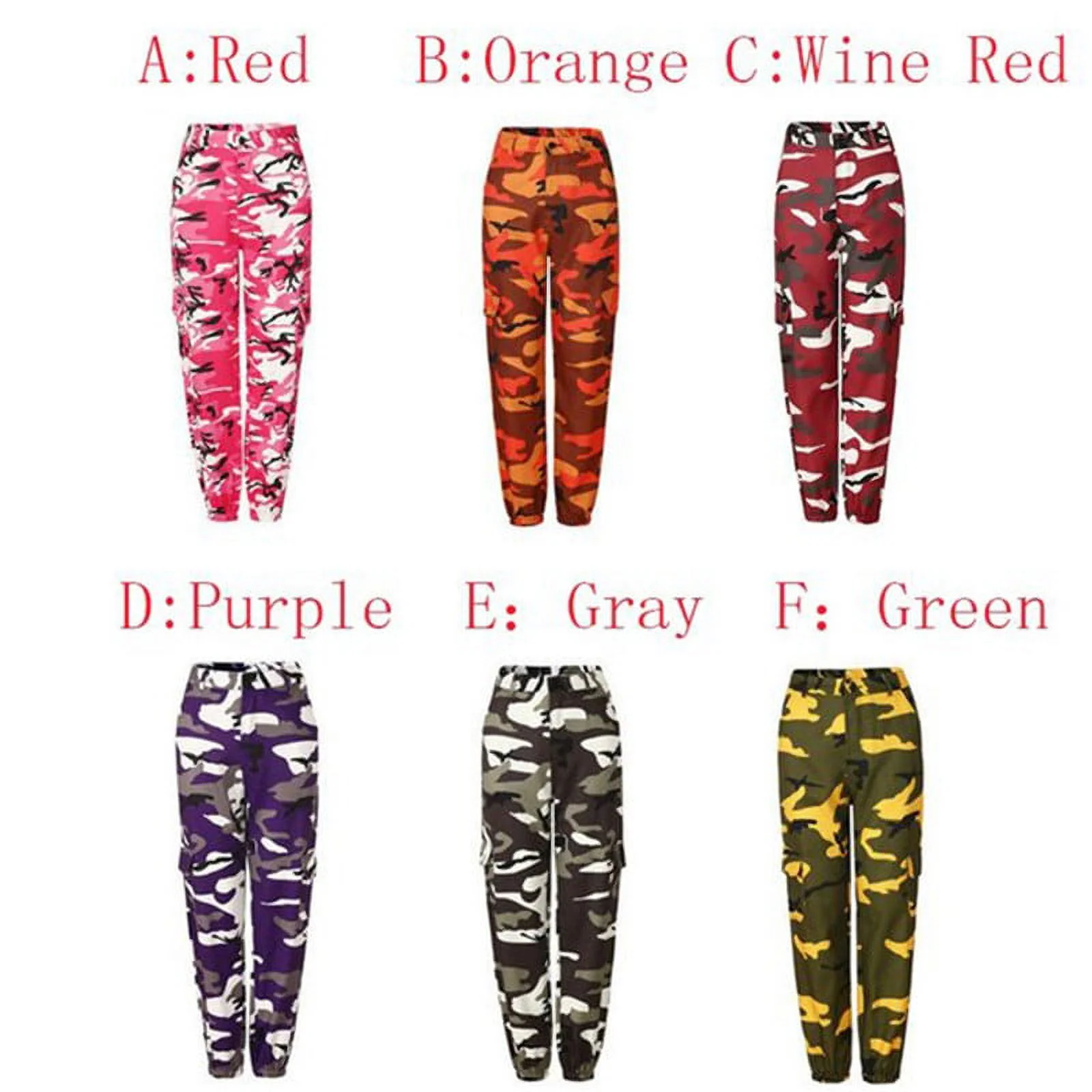 COUTEXYI Women Camouflaged Military Cargo Trousers Army Casual Pants with Multi-Pockets 1PCS