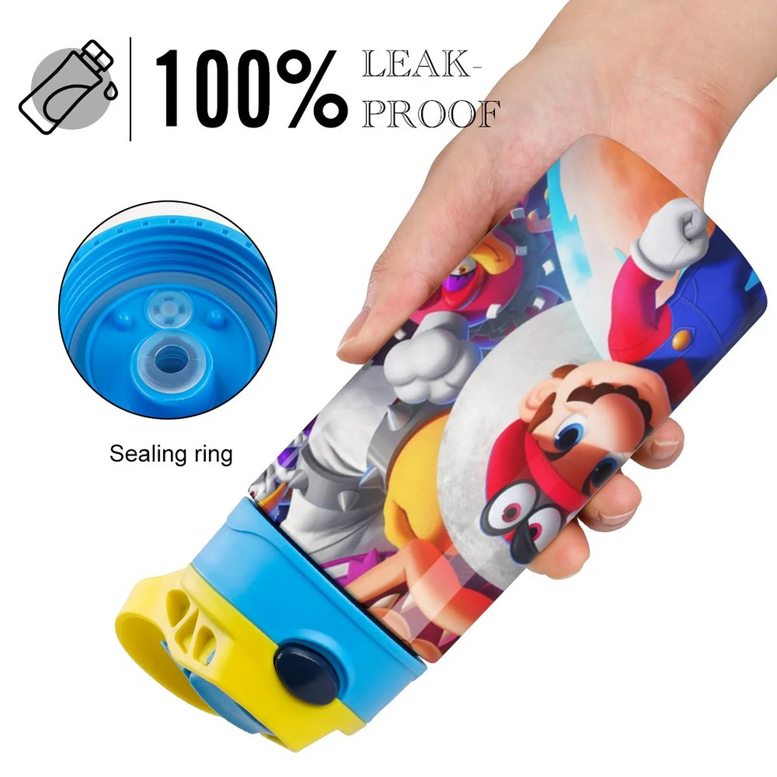 Super Mario Odyssey Kid's Insulated Water Bottle With Straw Vacuum Stainless Steel Cup Leak-Proof Children Toddler Thermoses