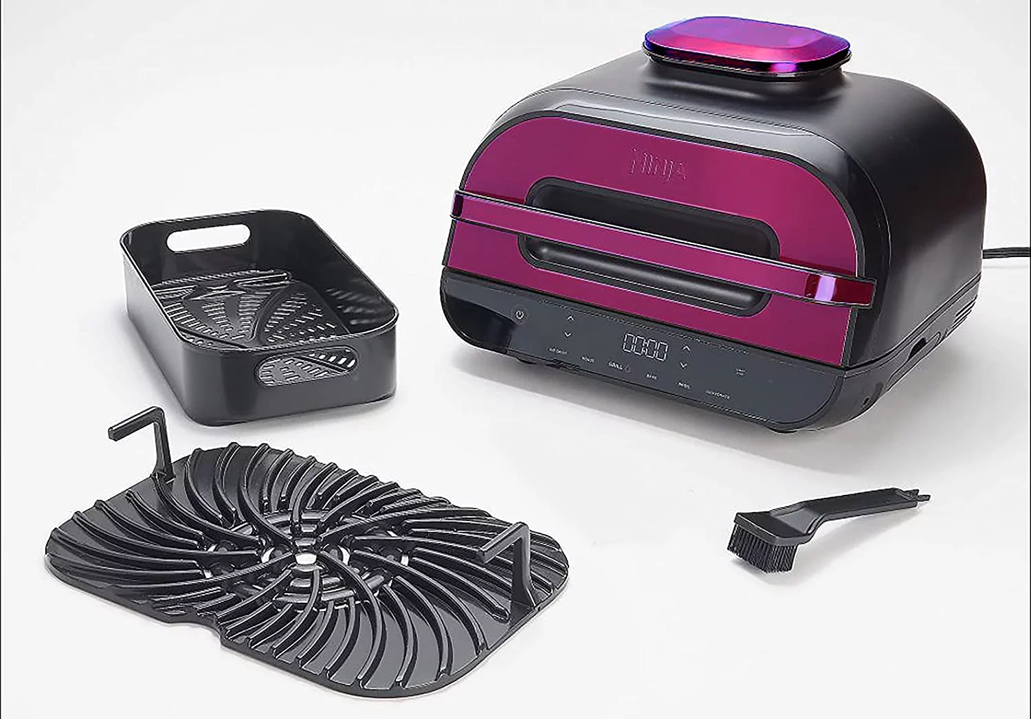 Restored Ninja FG551H Foodi Smart XL 6in1 Indoor Grill with 4Quart Air Fryer Roast Bake Dehydrate Broil and Leavein Thermometer, with Extra Large Capacity (Purple) (Refurbished)