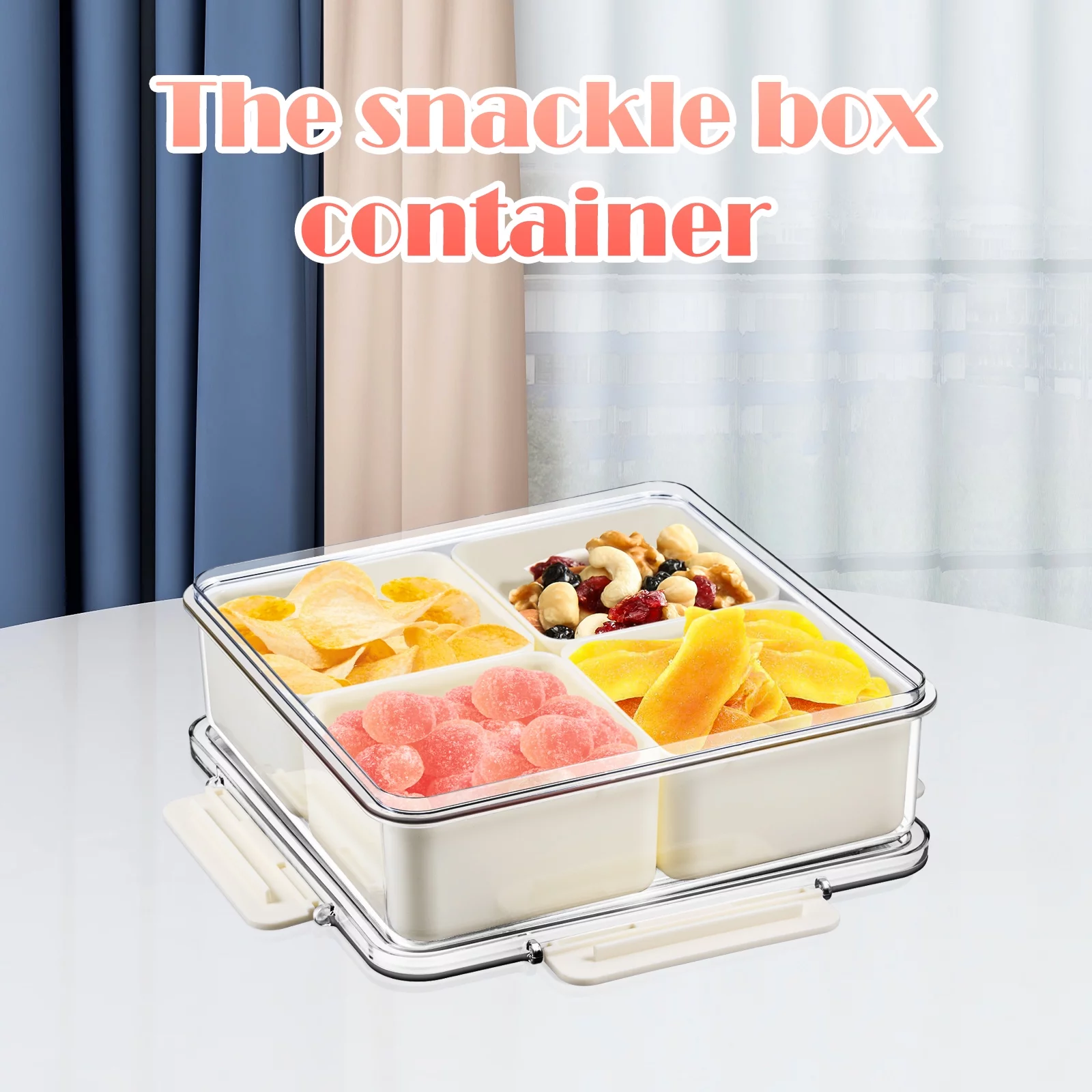 G · PEH Fruit and Veggie Tray with Lid, Food Storage Containers with Lids Airtight Snackle Box Plastic Snack Platter Stackable Travel Veggie Tray Serving Dish