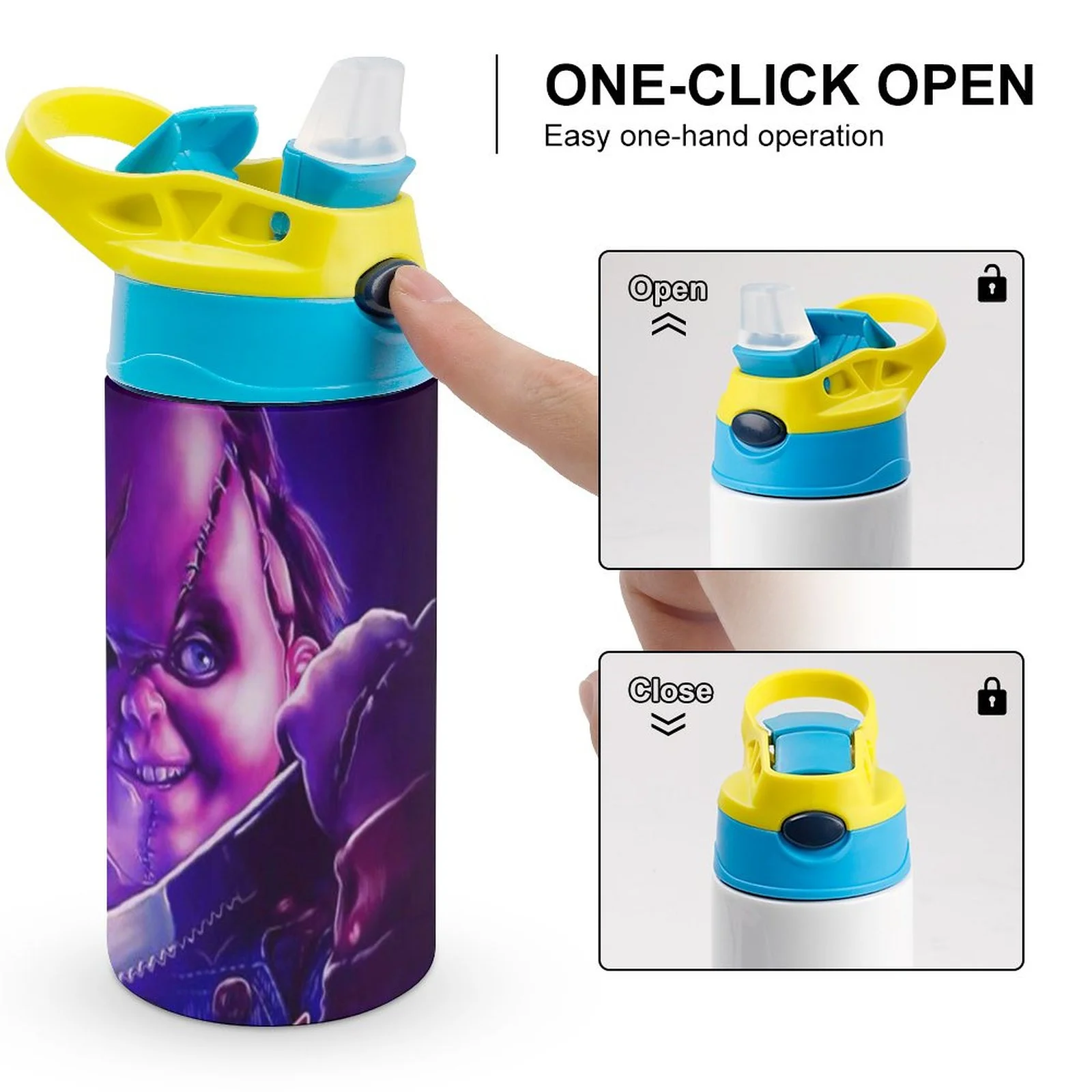 Bride Of Chucky Love Kid's Insulated Water Bottle With Straw Vacuum Stainless Steel Cup Leak-Proof Children Toddler Thermoses