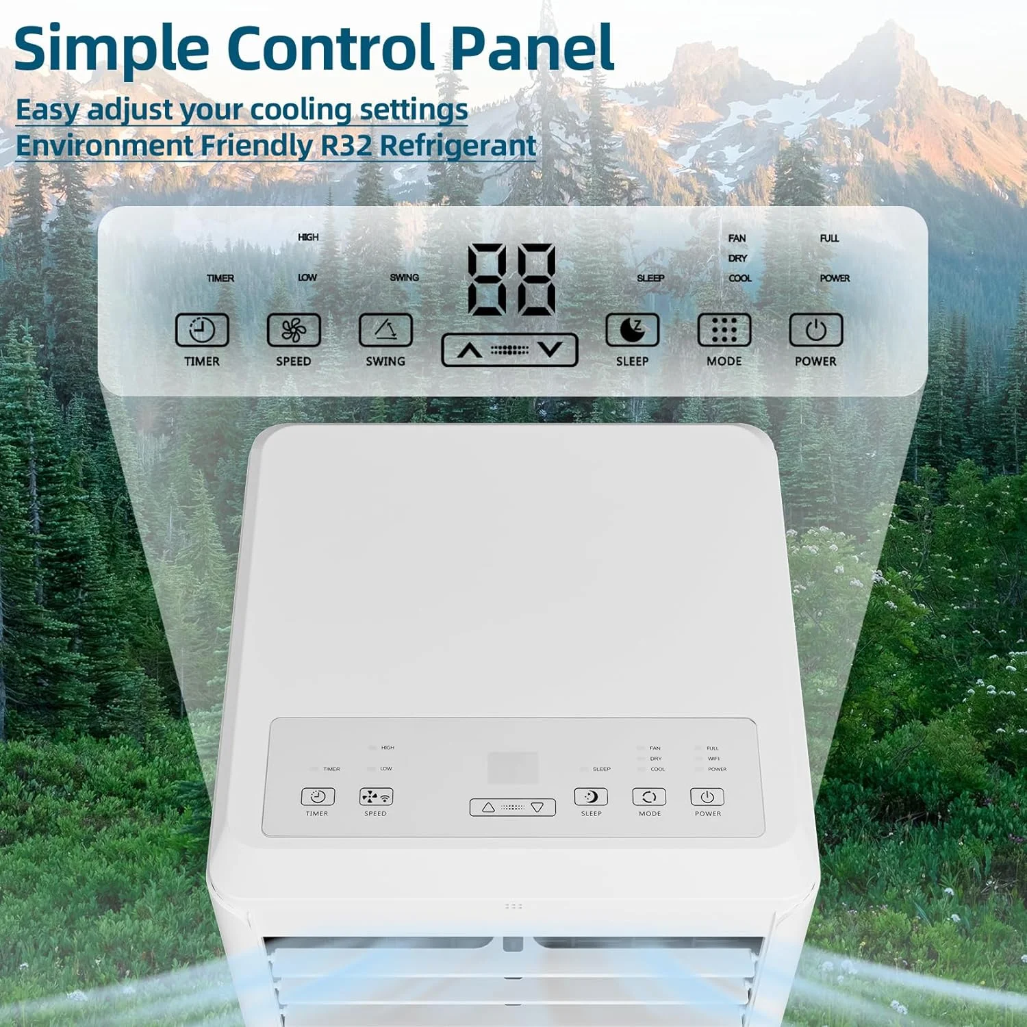 8000 BTU Portable Air Conditioner, 3-in-1 Compact Fast Cooling Portable AC for Room to 300 sq.ft