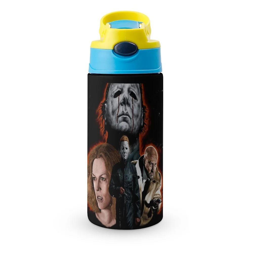 Michael Myers Characters Kid's Insulated Water Bottle With Straw Vacuum Stainless Steel Cup Leak-Proof Children Toddler Thermoses