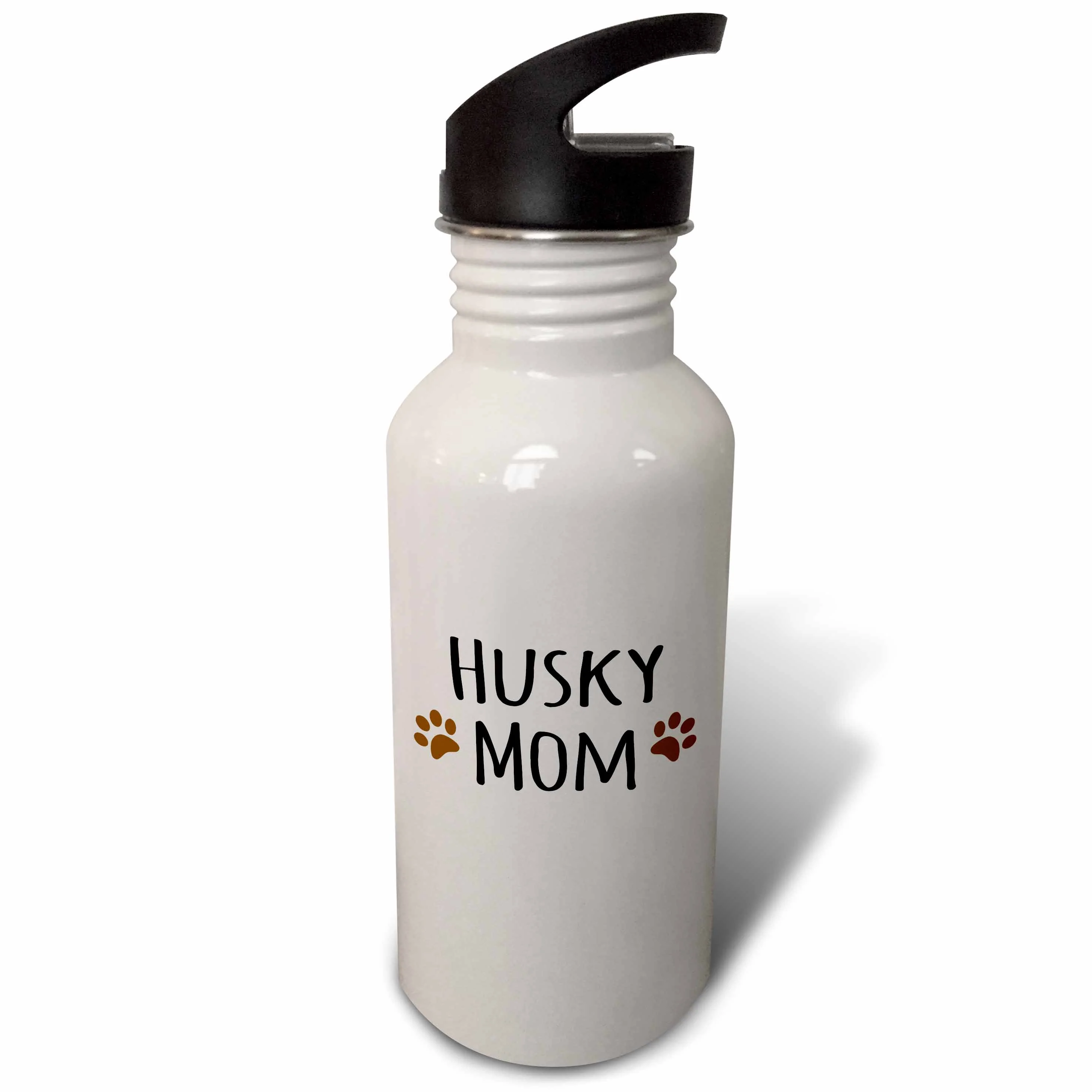Siberian Husky Dog Mom - Doggie by breed - brown muddy paw prints - doggy lover pet owner mama love 21 oz Sports Water Bottle wb-154136-1