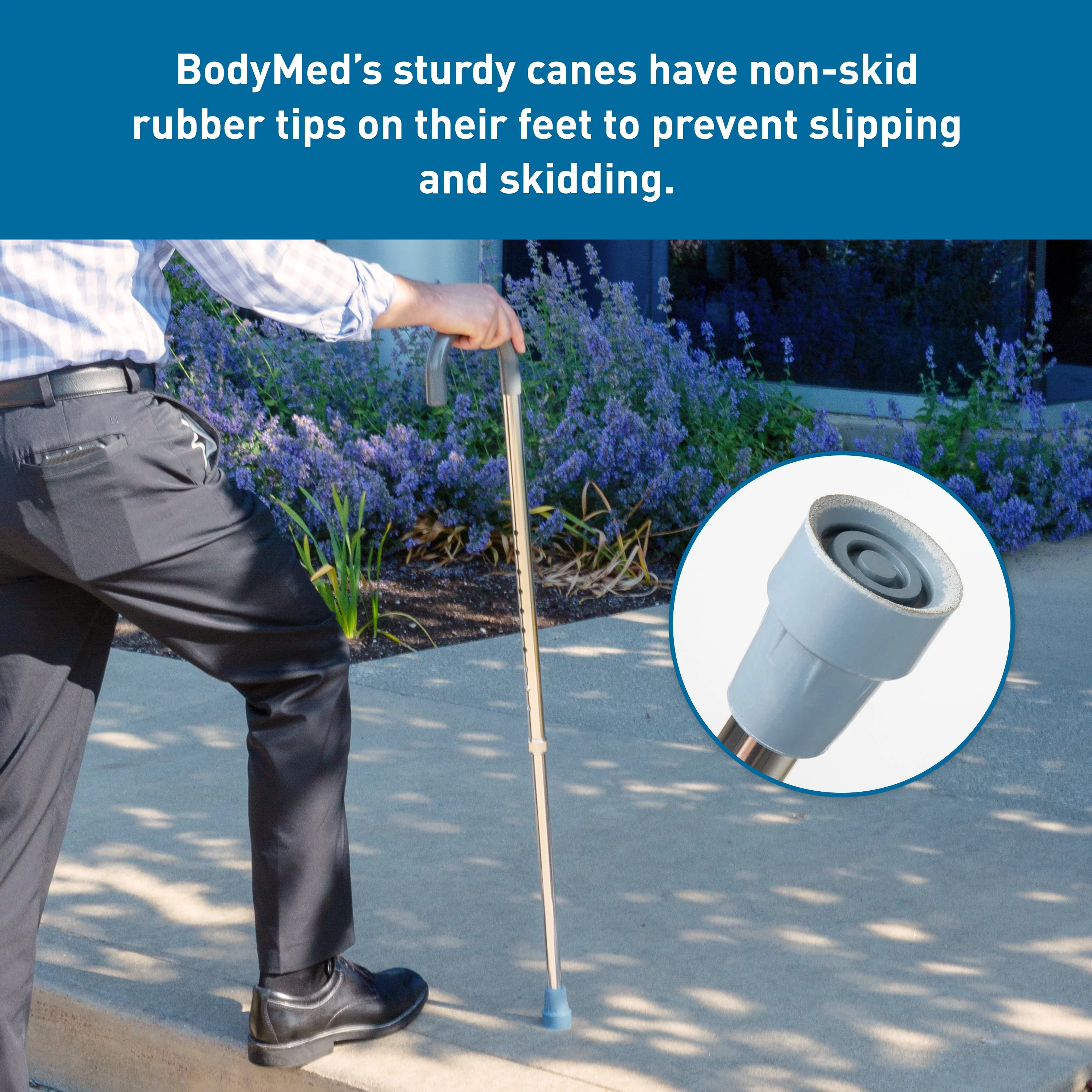 BodyMed Aluminum Adjustable Cane With Vinyl Grip Handle, Adjusts 30