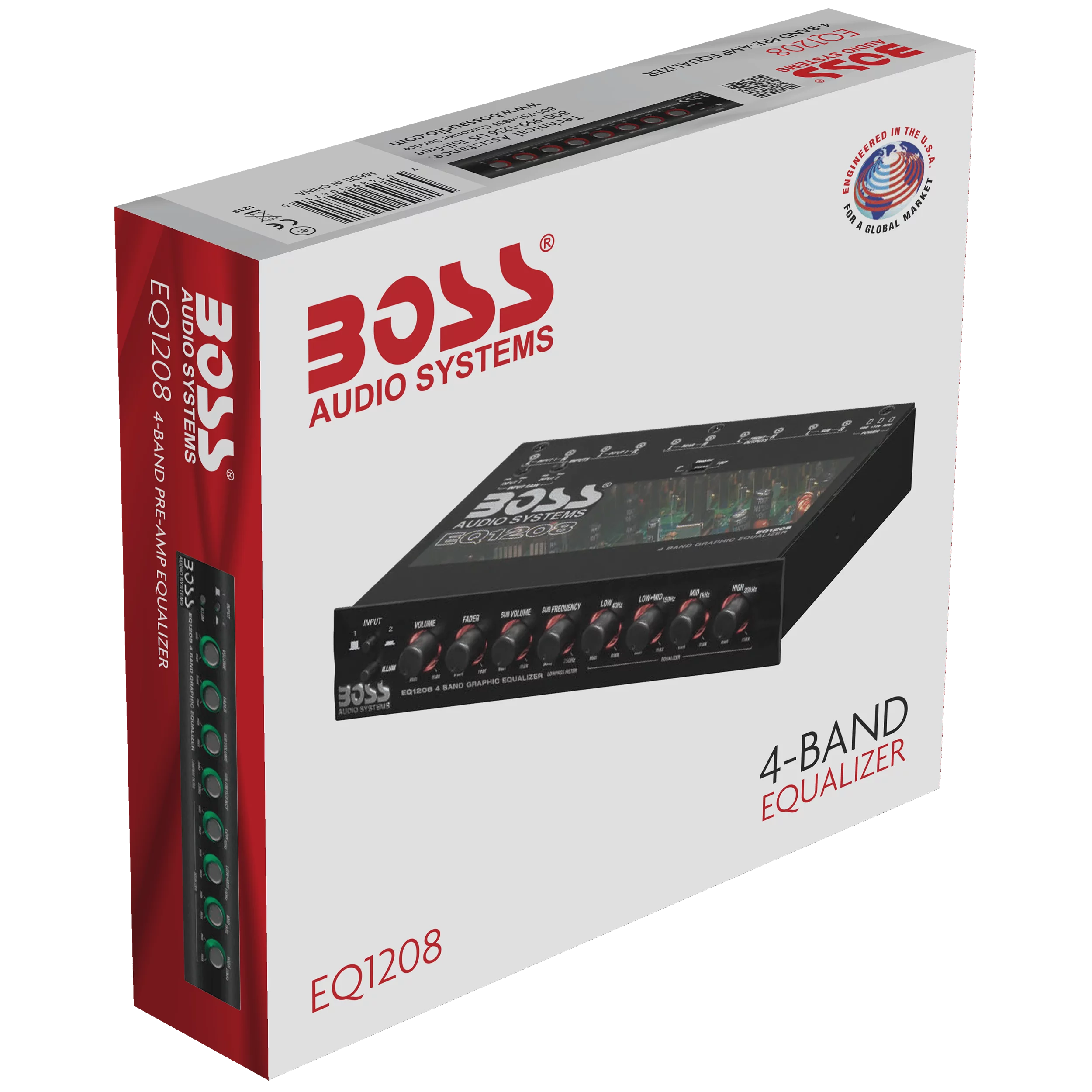 NEW BOSS EQ1208 4-Band Preamp Car Audio Equalizer w/ Subwoofer Sub Output EQ Out