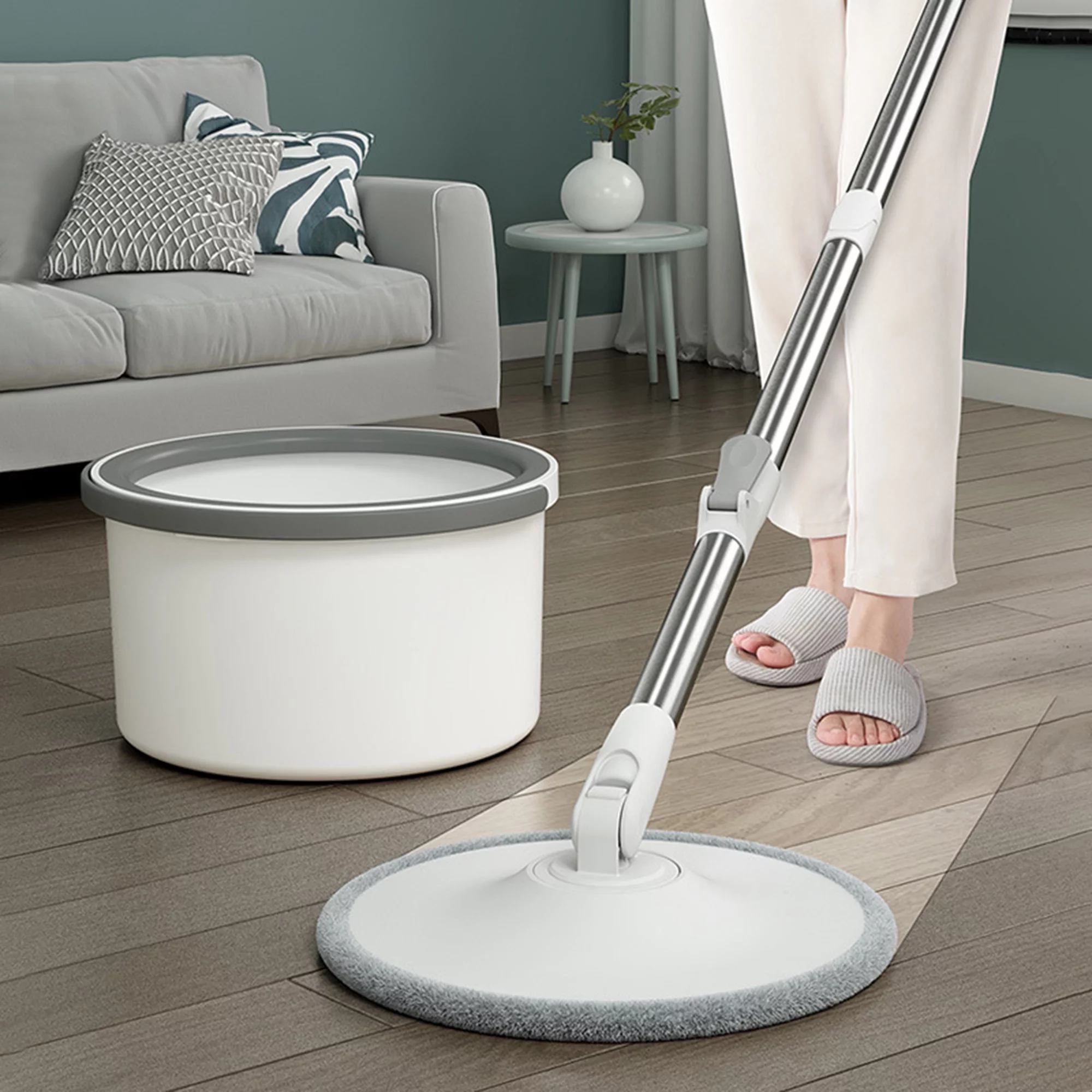 Uarter Self-Spin Mop and Bucket Set - Effortless Cleaning with No Hand-Washing Required, Innovative Separation Design, Superior Microfiber Mop Head, Ideal for Home and Office Use