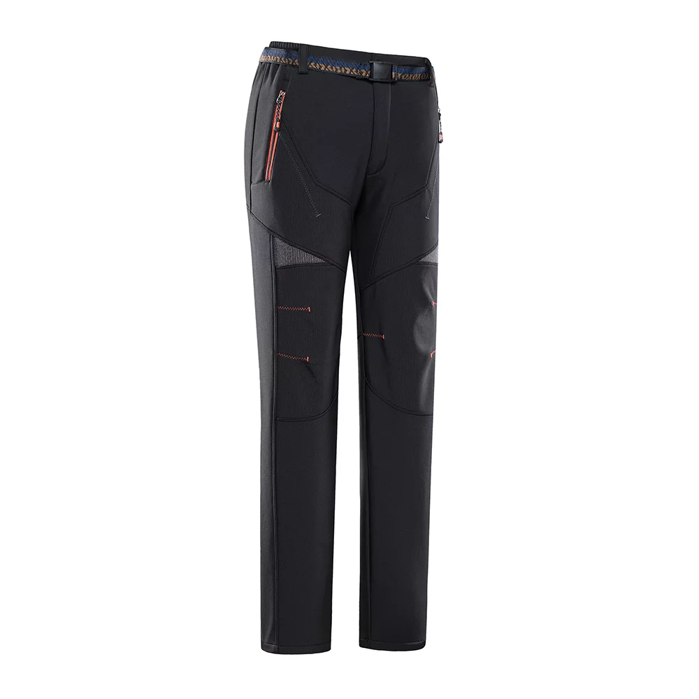 Dcenta Women's Hiking Pants Fleece Removable Waterproof Windproof Mountain Trousers with Zipper Pockets Camping Fishing Winter