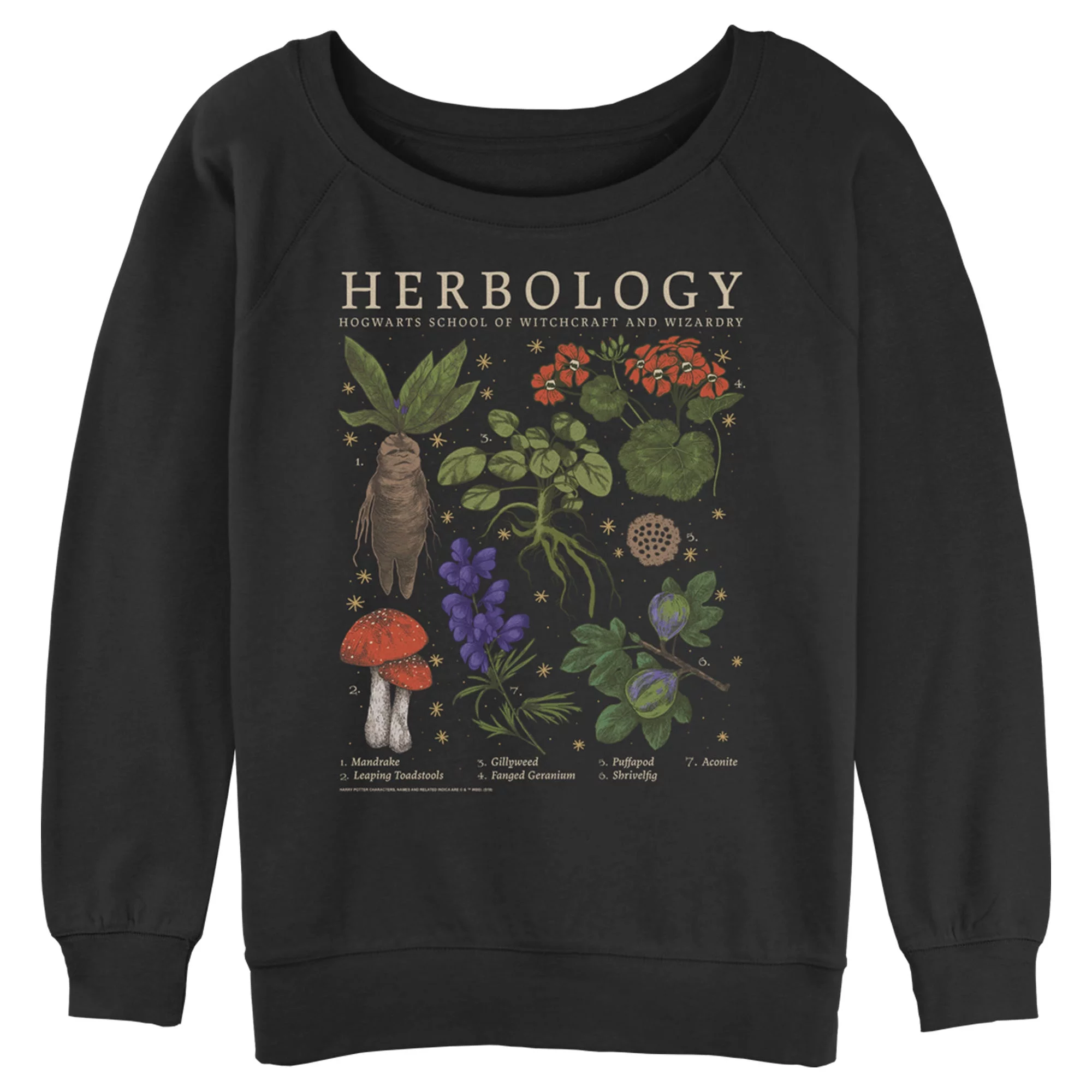 Junior's Harry Potter Hogwarts Herbology  Sweatshirt Black Large