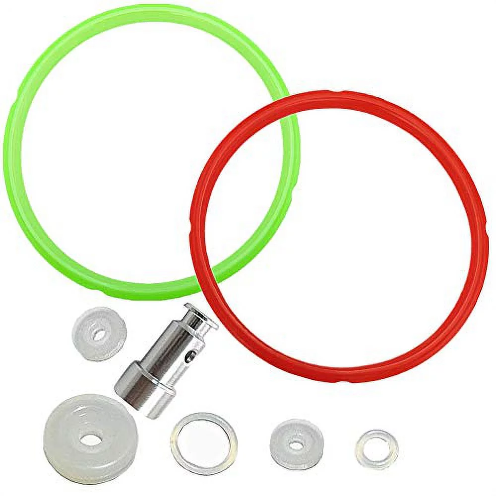 Pressure Cooker Silicone Sealing Gasket Red & Green Rings and Float Valve Fit for Instant Pot 5 or 6 Quart Models Replacement Parts Set