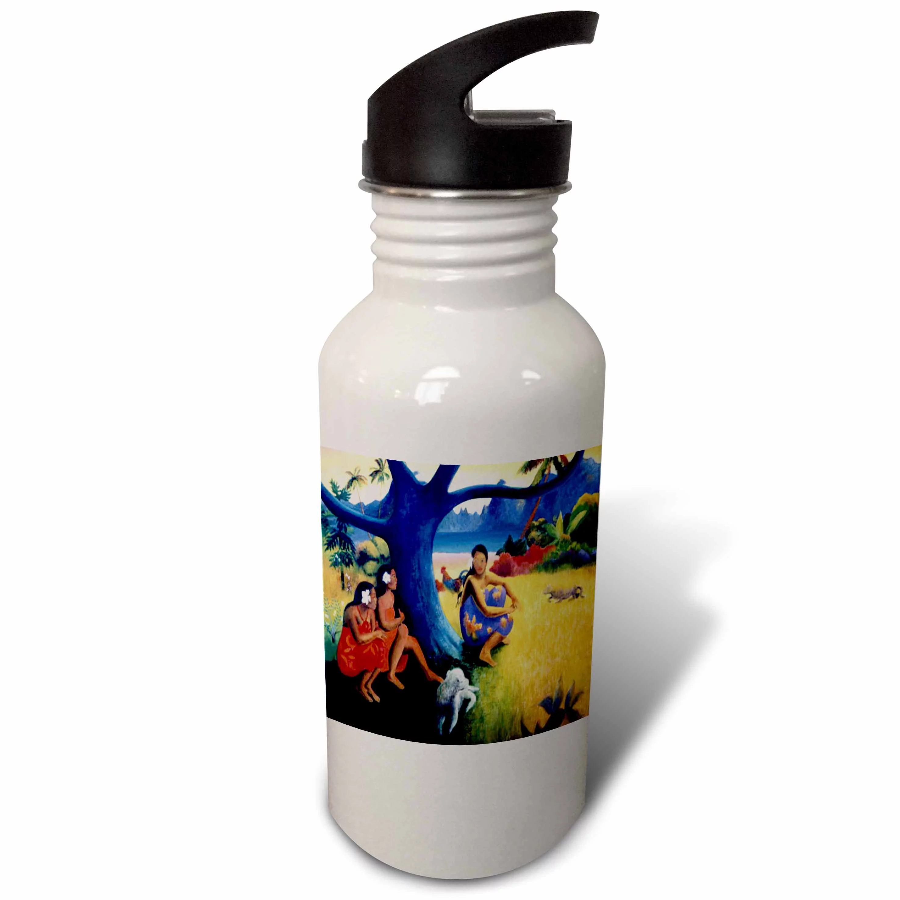 Picture Of Colorful Gauguin Polynesian Landscape Painting With Ladies n Dog 21 oz Sports Water Bottle wb-119376-1