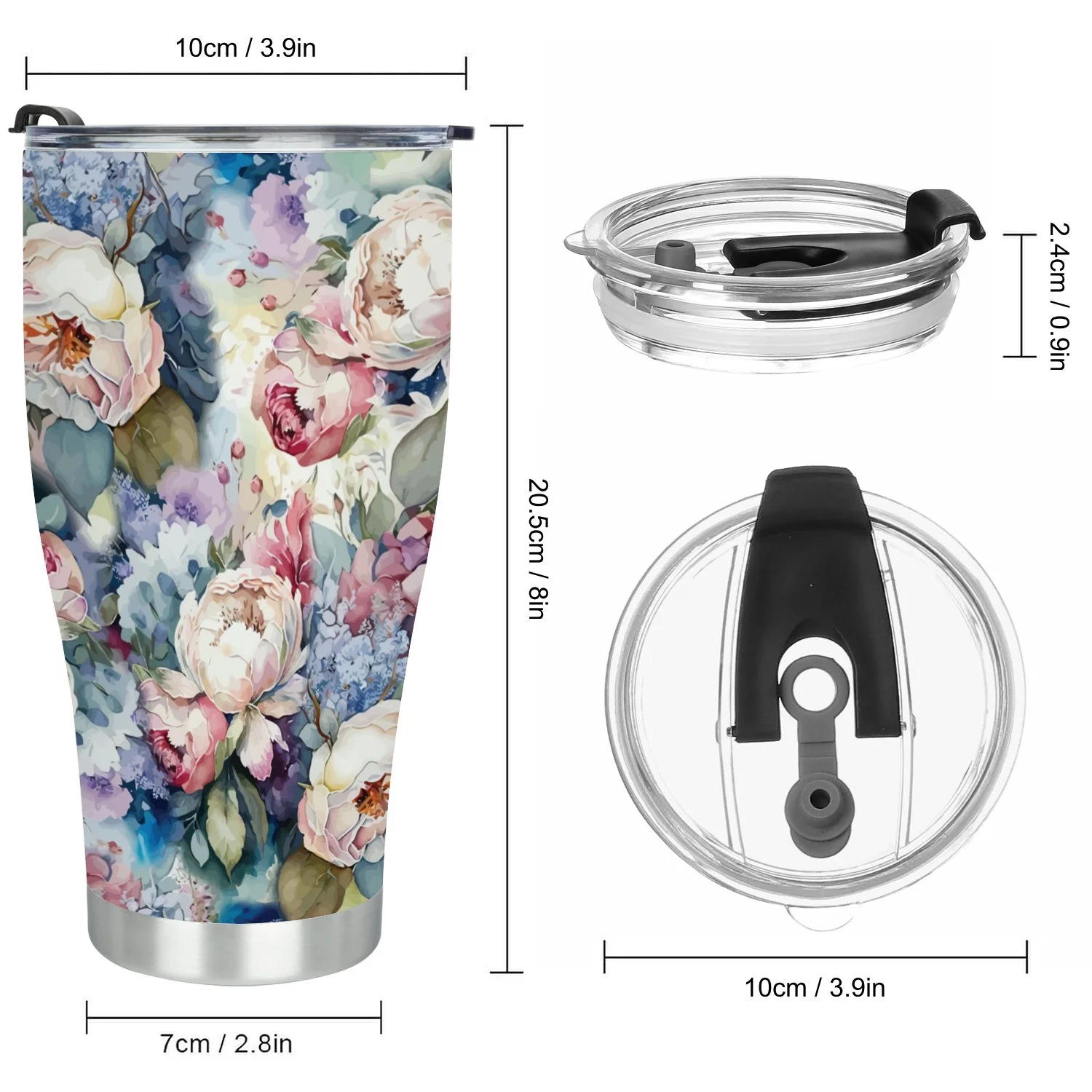 Hidove Stainless Steel Tumbler, Colorful Abstract Flowers Bouquet 30oz Leak Proof & Stainless Steel Bottle for Hot & Cold Drinks - Coffee Travel Mug, Water Metal Canteen, Thermal Cup