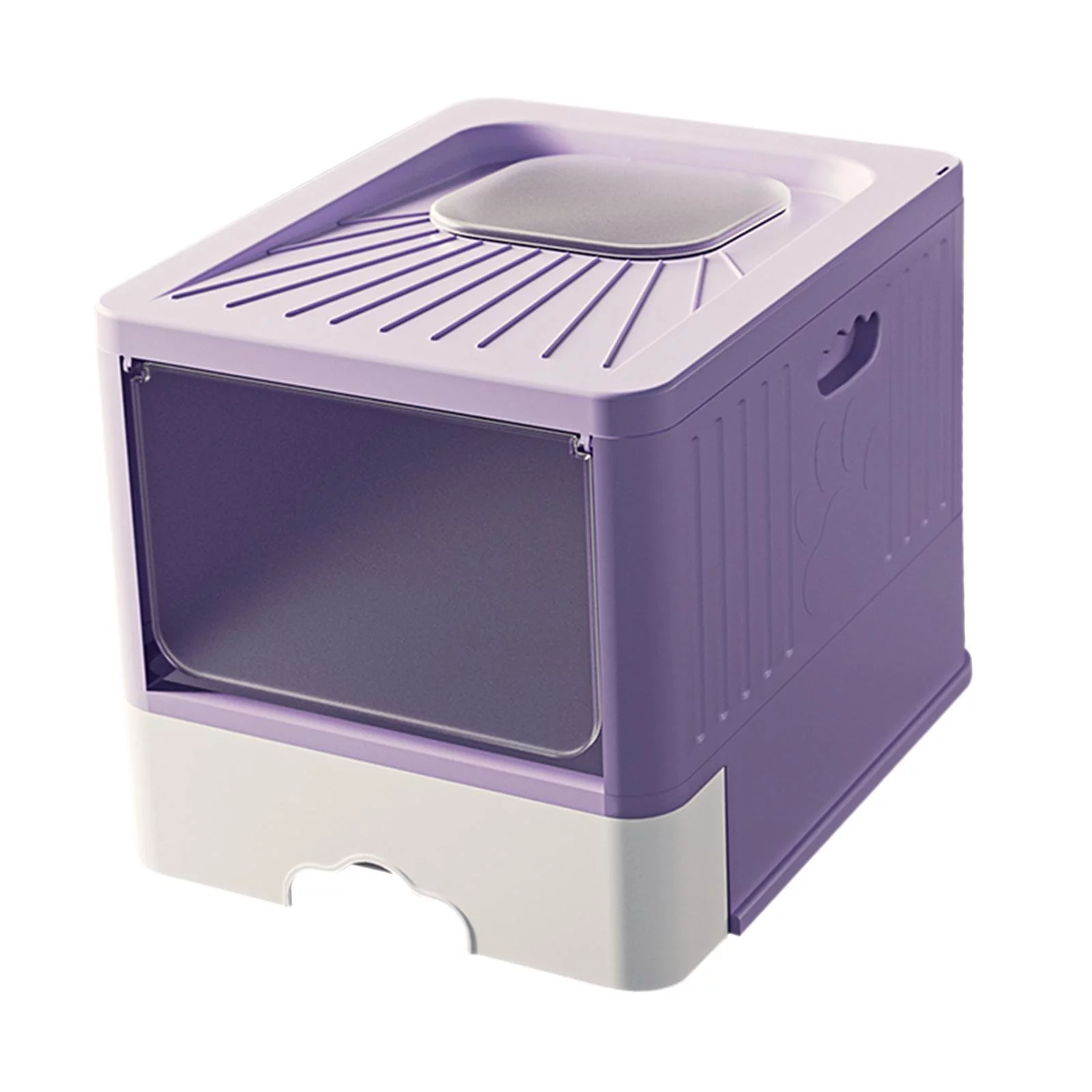 Foldable Cat Litter Box Anti-splashing High Sides Easy Clean Durable Cat Toilet Violet