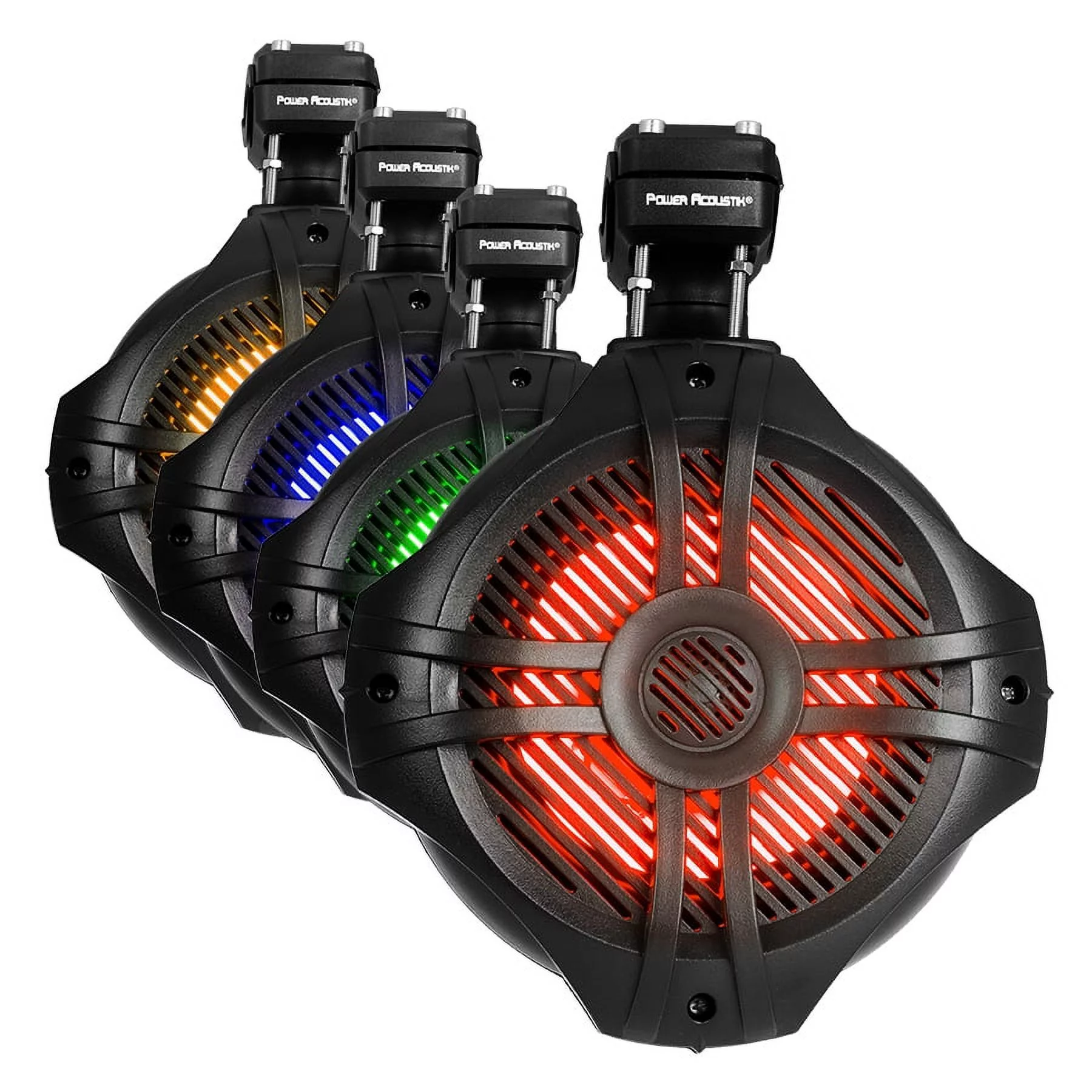 Power Acoustik MWT-80BL 8″ Waterproof RGB Lighting Marine Wake Tower Speakers (Pair) – Black