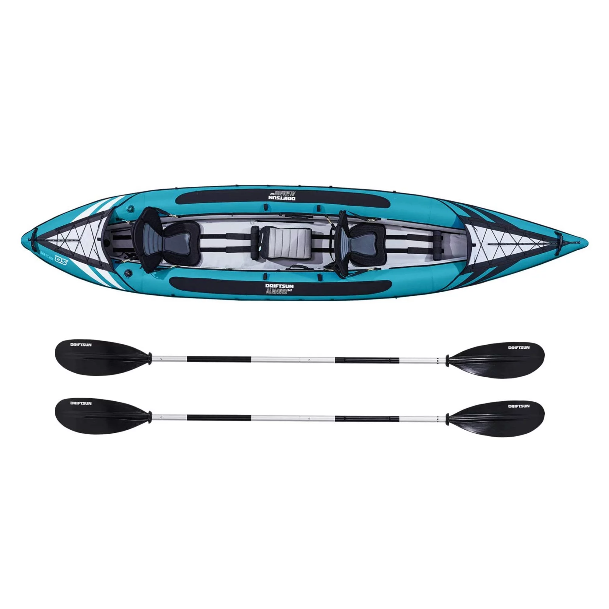 Driftsun Almanor 148 Inflatable Recreational Kayak for 2 Adults and 1 Child