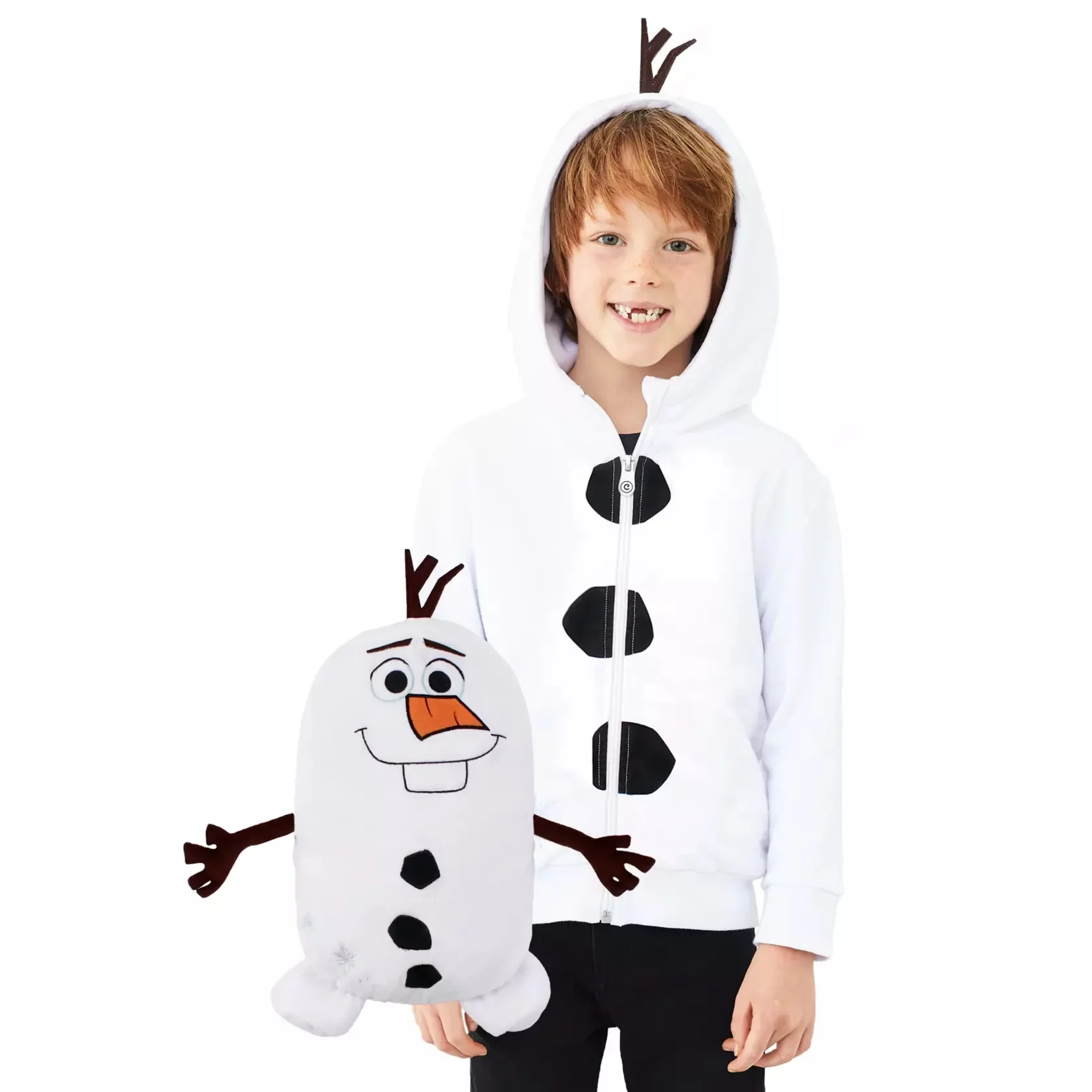 Disney Cubcoats Kid's Olaf Frozen 2 in 1 Transforming Classic Zip Up Hoodie & Soft Plushie White Size 10T