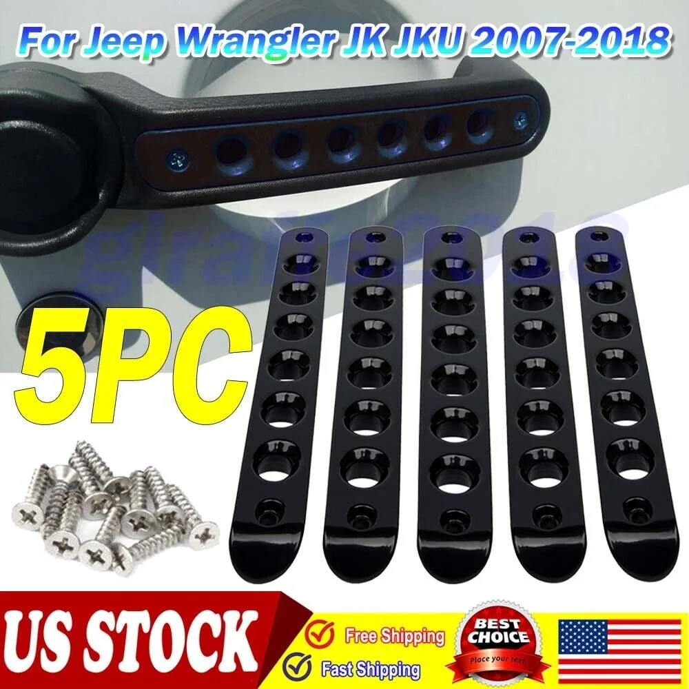 Door Grab Handle Inserts Cover Decoration Trim for 4-Door Jeep Wrangler JK 07-17