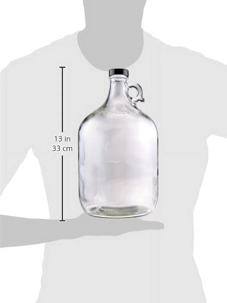 Home Brew Ohio Glass Water Bottle Includes 38 mm Polyseal Cap, 1 gallon Capacity