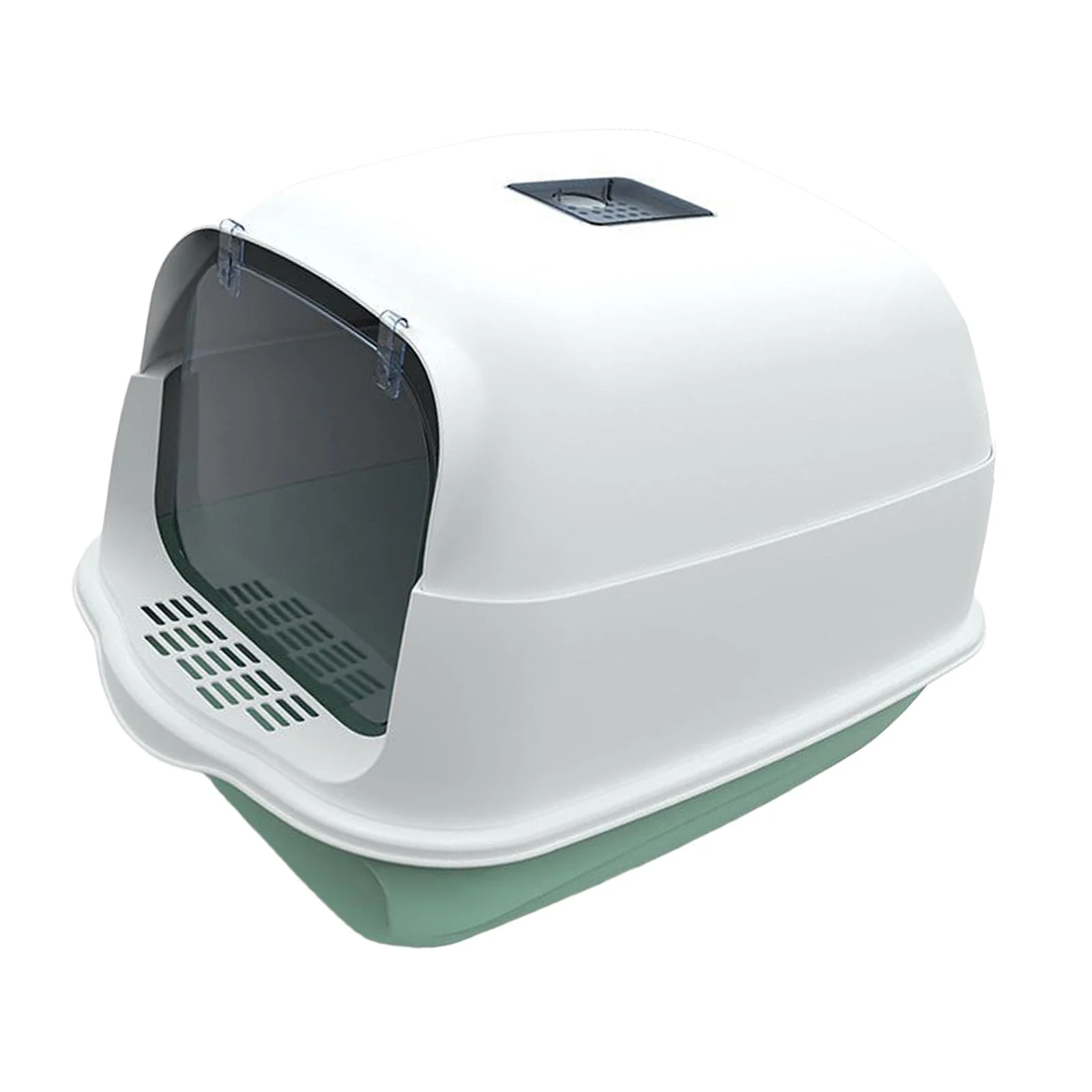 Cat Fully Enclosed Easy to Clean Prevent Smell Anti Splashing Waterproof Litter Pan Reusable Toilet Pet Supplies Cat Toilet Green Bottom