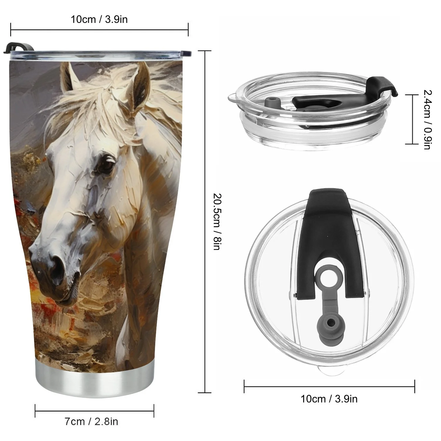 Hidove Stainless Steel Tumbler, Modern Painting Horse 30oz Leak Proof & Stainless Steel Bottle for Hot & Cold Drinks - Coffee Travel Mug, Water Metal Canteen, Thermal Cup