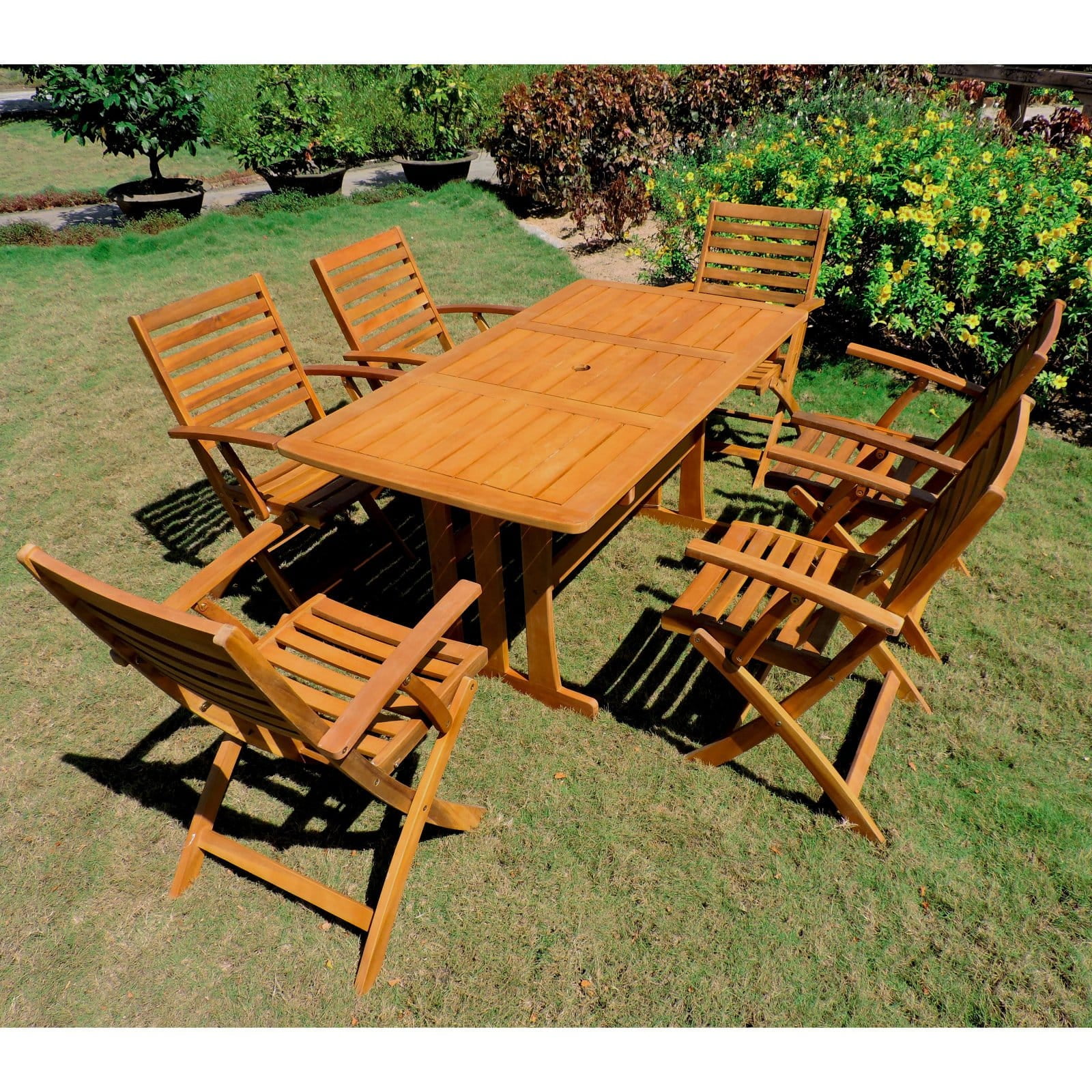 International Caravan Royal Fiji Dublin Acacia Wood 7 Piece Patio Dining Set