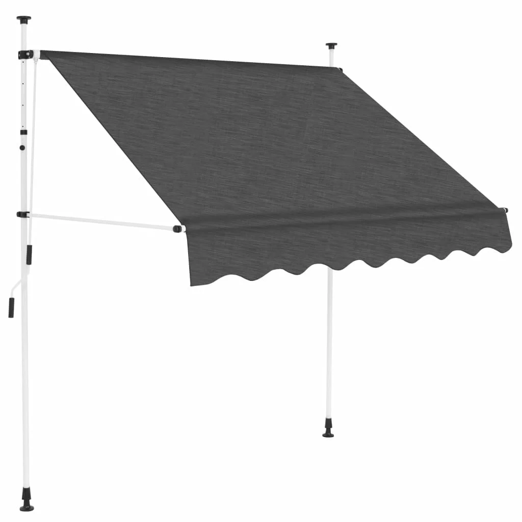 moobody Manual Retractable Window Awning Canopy Cover with Handle Crank Fabric PU Coating Steel Frame Door Overhead Canopy Sun Rain Snow Shade Shelter 59inch Width Anthracite