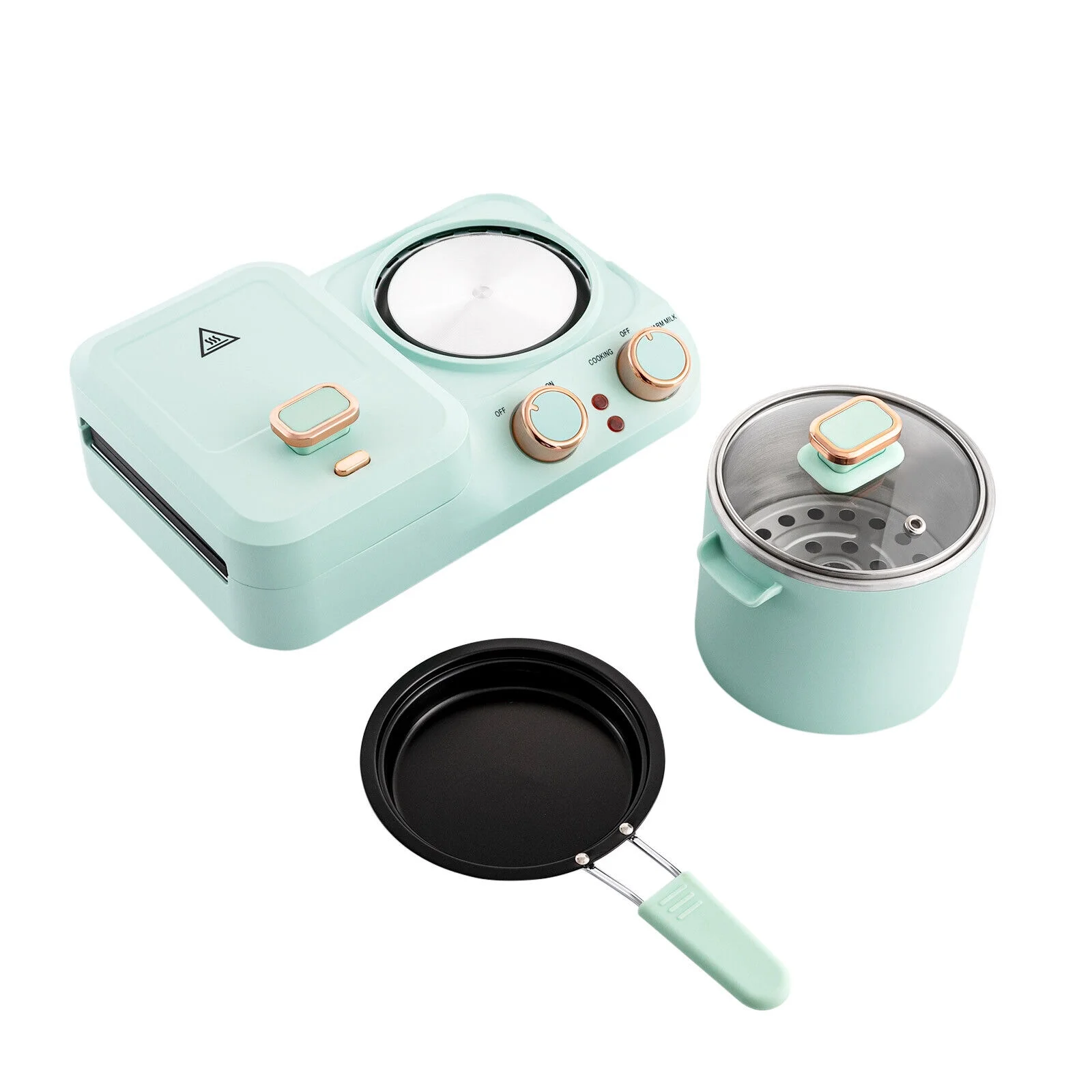 3 in1 Breakfast Station Electric Mini Household Breakfast Bread Maker Green 110V