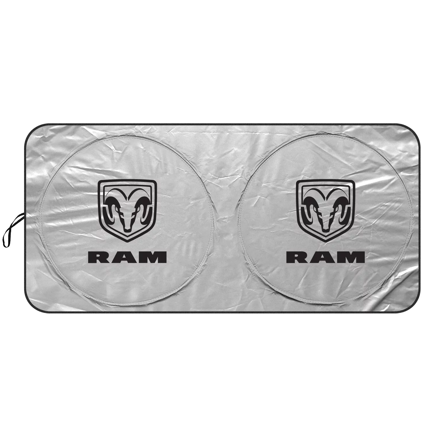 RAM Logo Universal Fit One-Piece Easy Folding Silver Reflective Fabric Windshield Sun Shade (size: 64