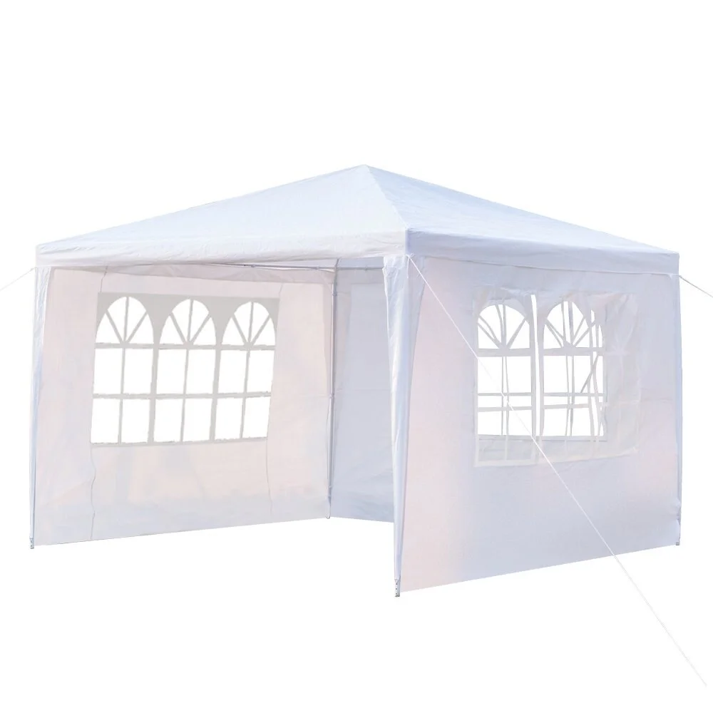 10-foot Square White Outdoor Party Canopy Patio Gazebo 3-sides
