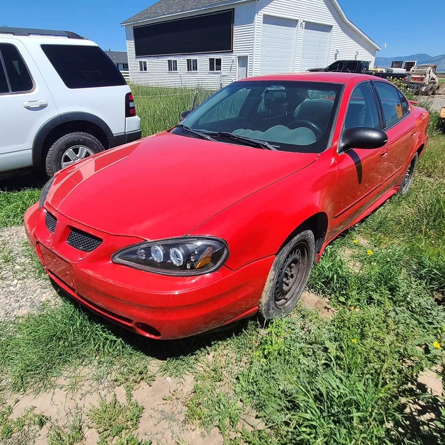 Spec-D Tuning Black Dual LED Halo Projector Headlights Compatible with 1999-2005 Pontiac Grand AM Left + Right Pair Headlamps Assembly