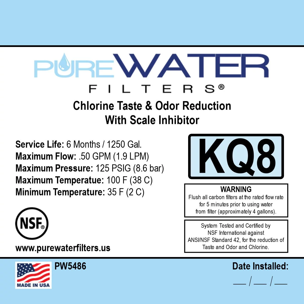 KQ8A Commercial Water Filter for Keurig Brewers