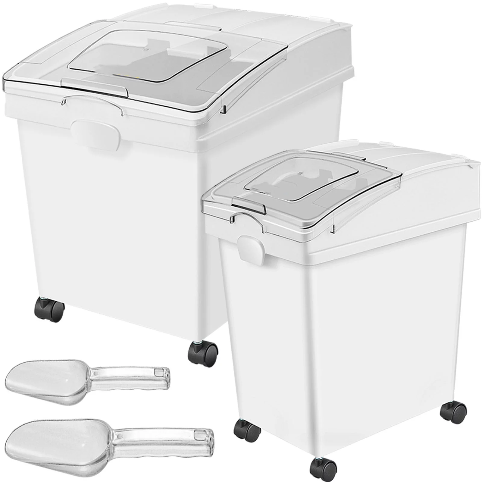 BENTISM Ingredient Storage Bin Flour Bins On Wheels 10.5 Gallon and 6.6 Gallon 2 Pcs/Set