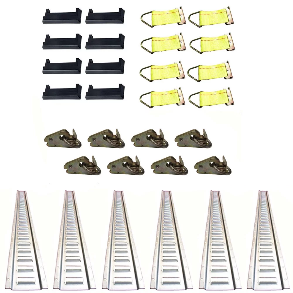RAParts E-Track Tie-Down Kit 6 Galvanized 5' Horizontal Rails 8 End Caps-Straps-Rings