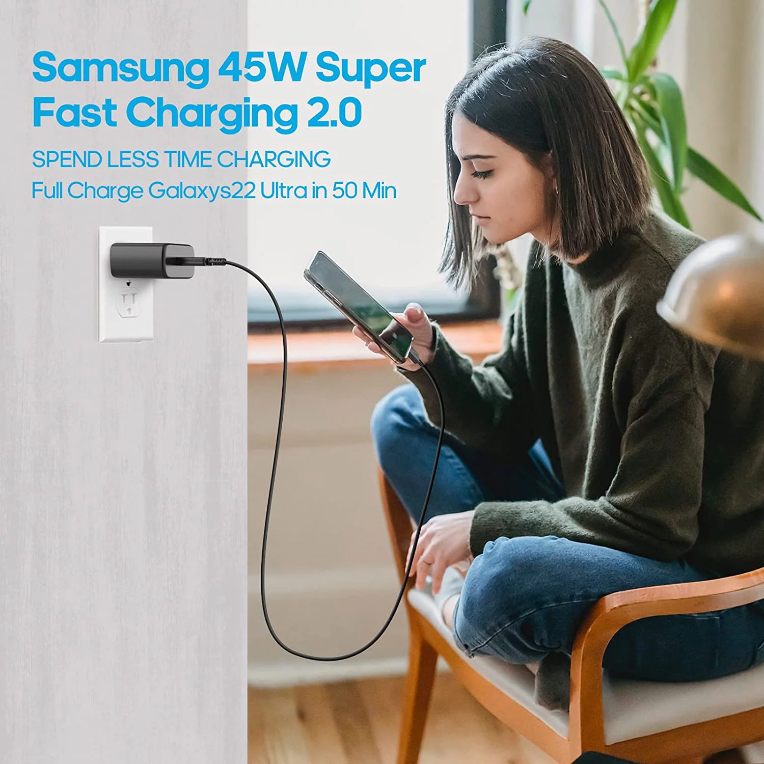 Super Fast Charger 2.0 Kit,45W PD USB C Wall/Car Charger for ZTE GABB Z2 with 2X USB C-to-C Cable(5A)