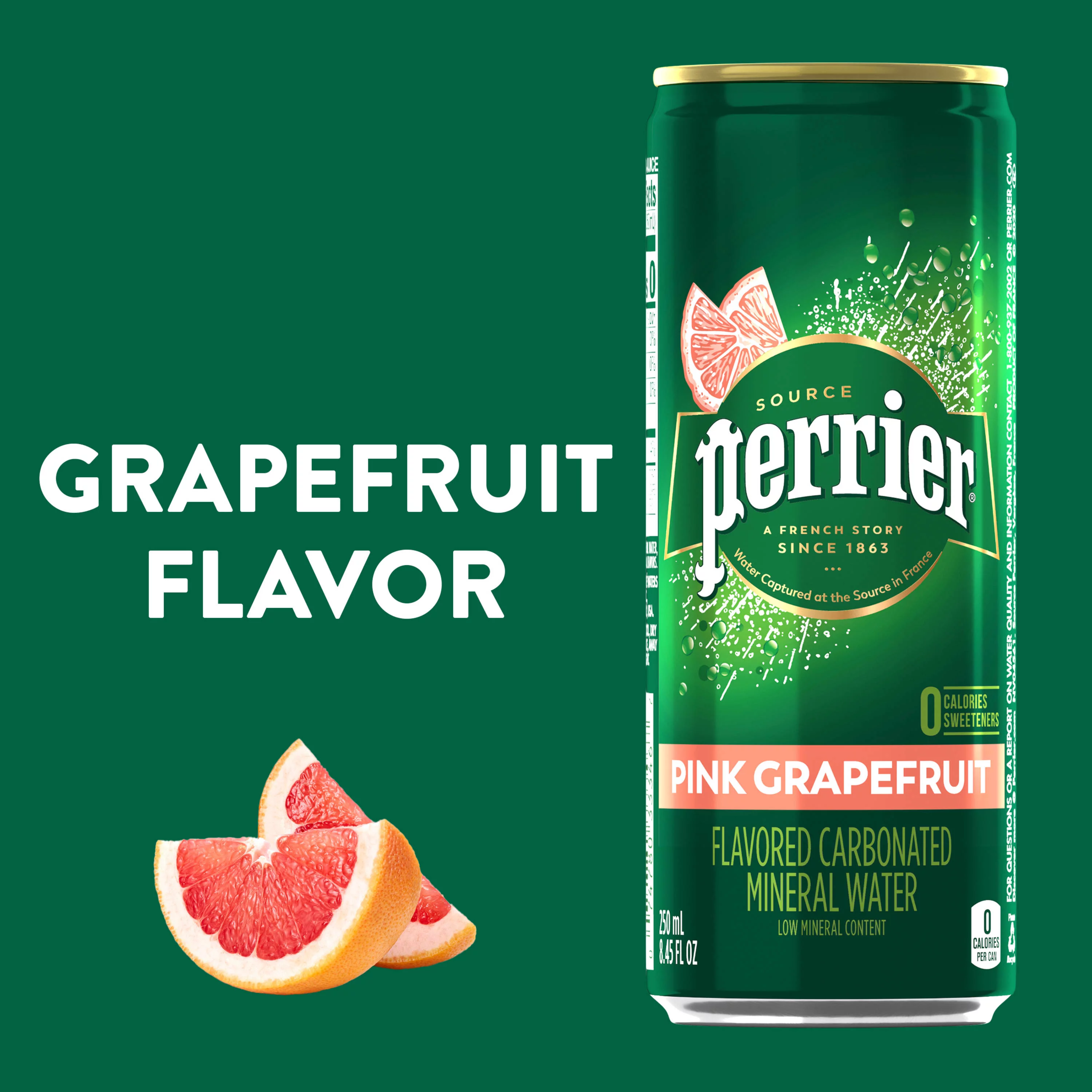 Perrier Pink Grapefruit Flavored Sparkling Water,  253.5 fl oz, 30 Pack Cans