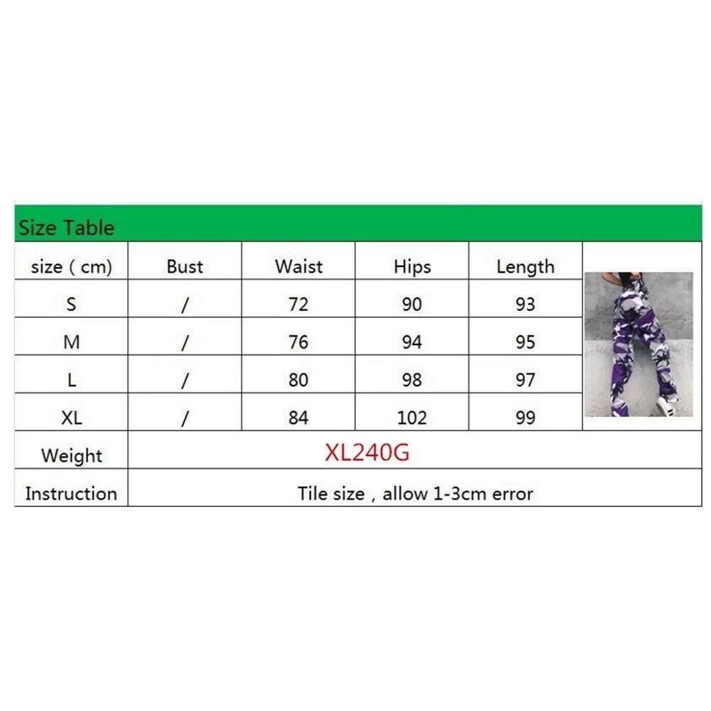 suanret Womens Camo Cargo Trousers Casual Pants Military Army Combat Camouflage Pant LOT