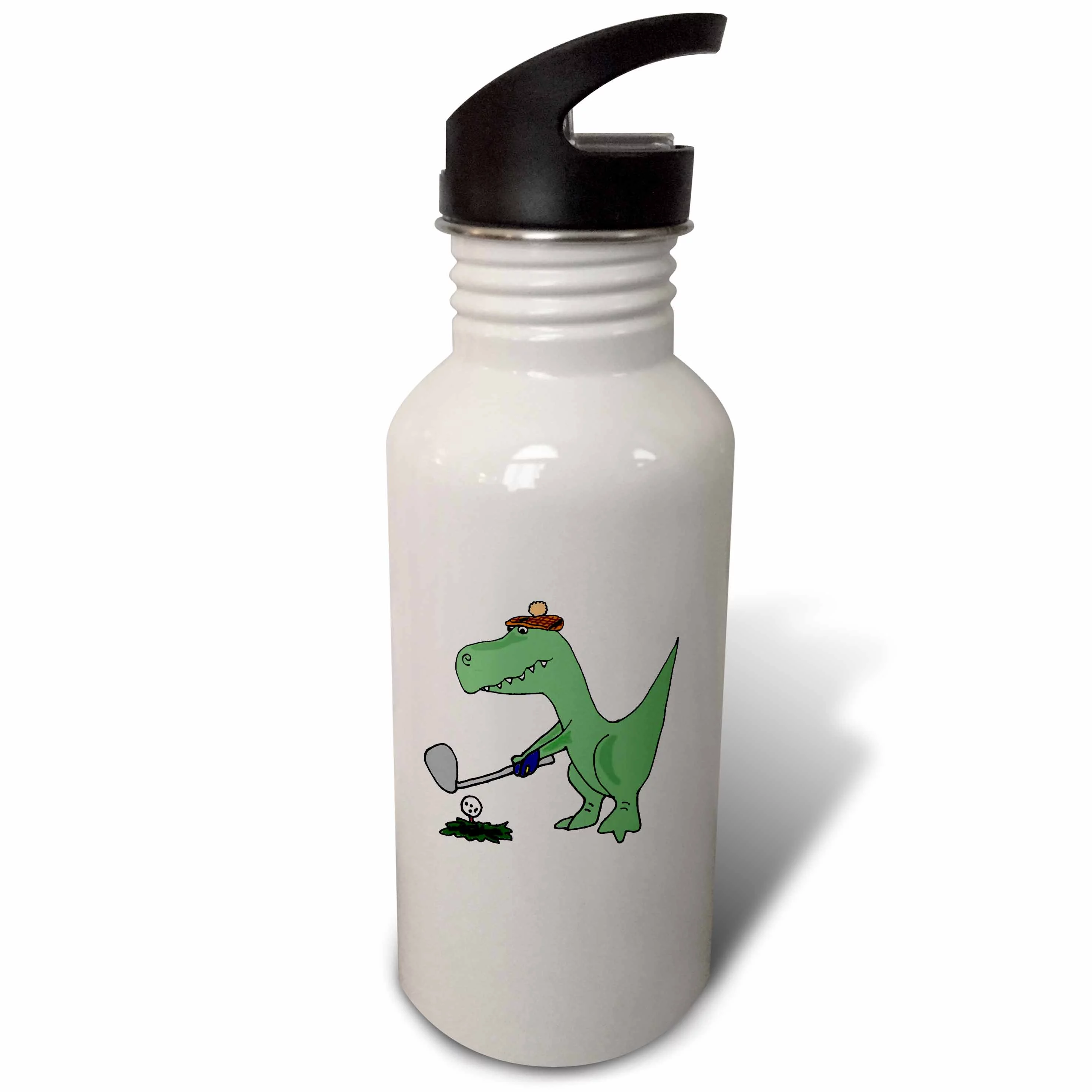 Funny Green Trex Dinosaur Playing Golf 21 oz Sports Water Bottle wb-203784-1