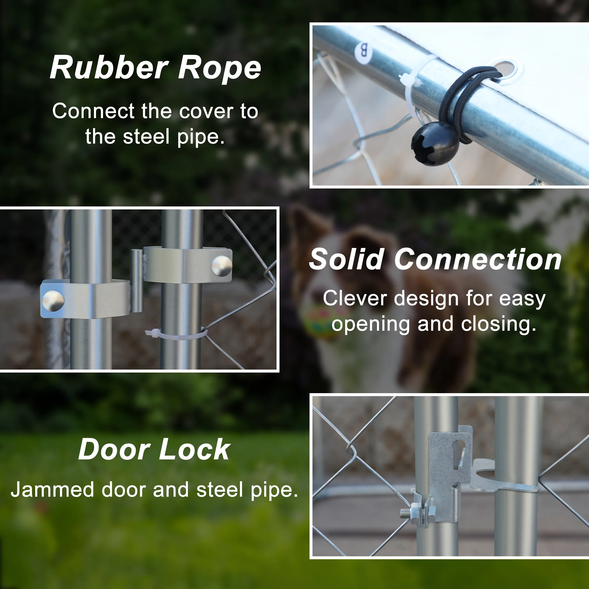 LZBEITEM 13 x 7.5 ft Outdoor Dog Kennel Dog Cage Dog Playpen Dog Fence Chicken Coop Hen House Heavy Duty Pet Playpen with Large Galvanized Chain Link with UV & Water Resistant Black Proof Cover