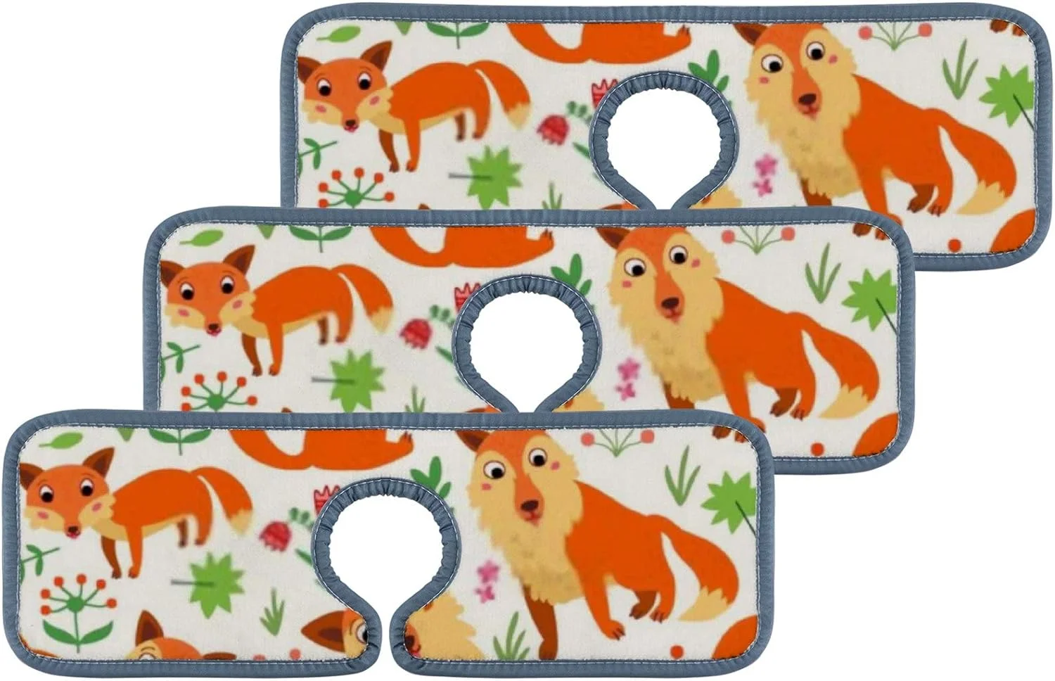 SKYSONIC Faucet Absorbent Mat 3 Pcs Fox Flowers Leaves Kitchen Faucet Splash Catcher Washable Counter Drying Pads Behind Faucet for Kitchen Bathroom