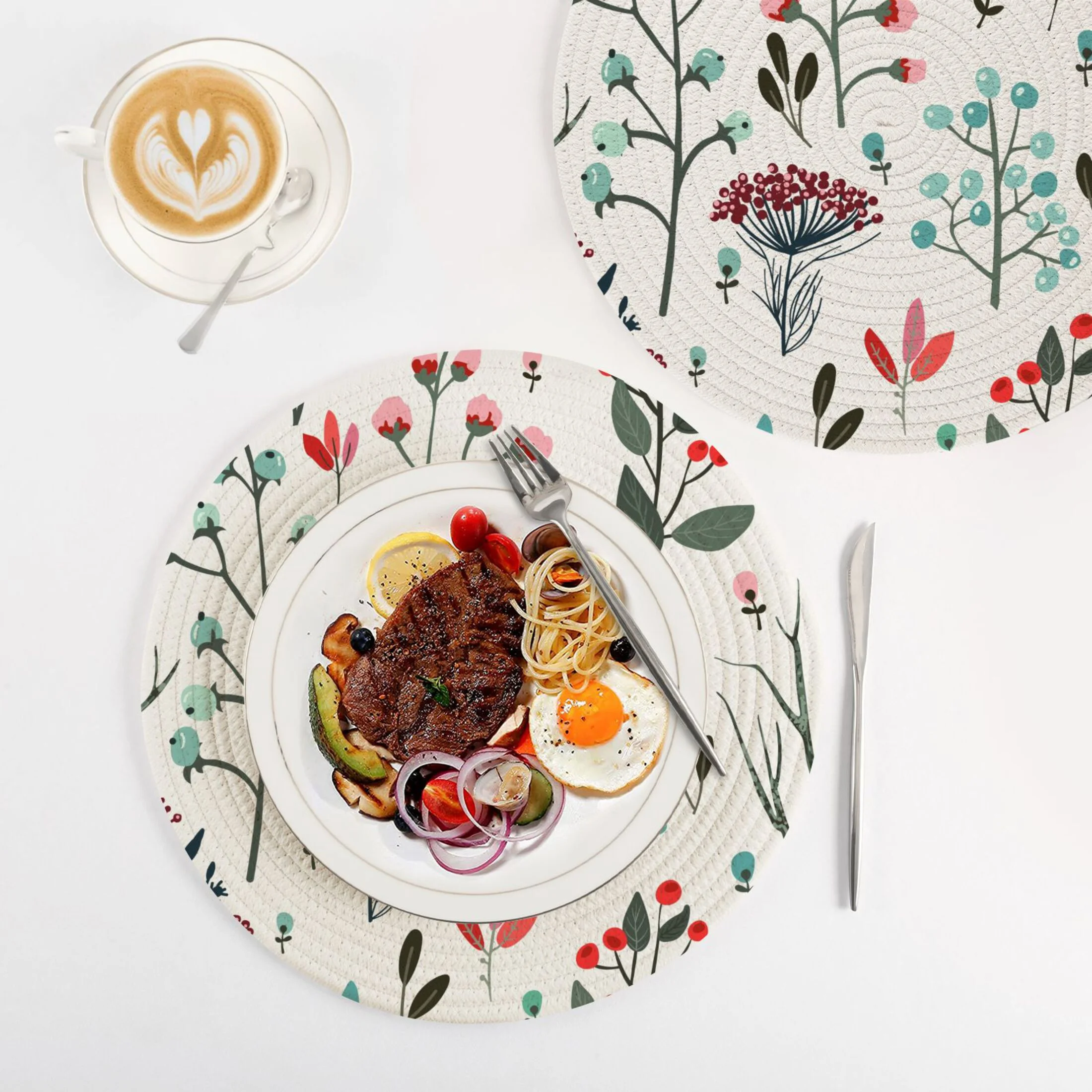 Abstract Flowers Botanical 3 PCs Pot Holders Trivets Kitchen 15