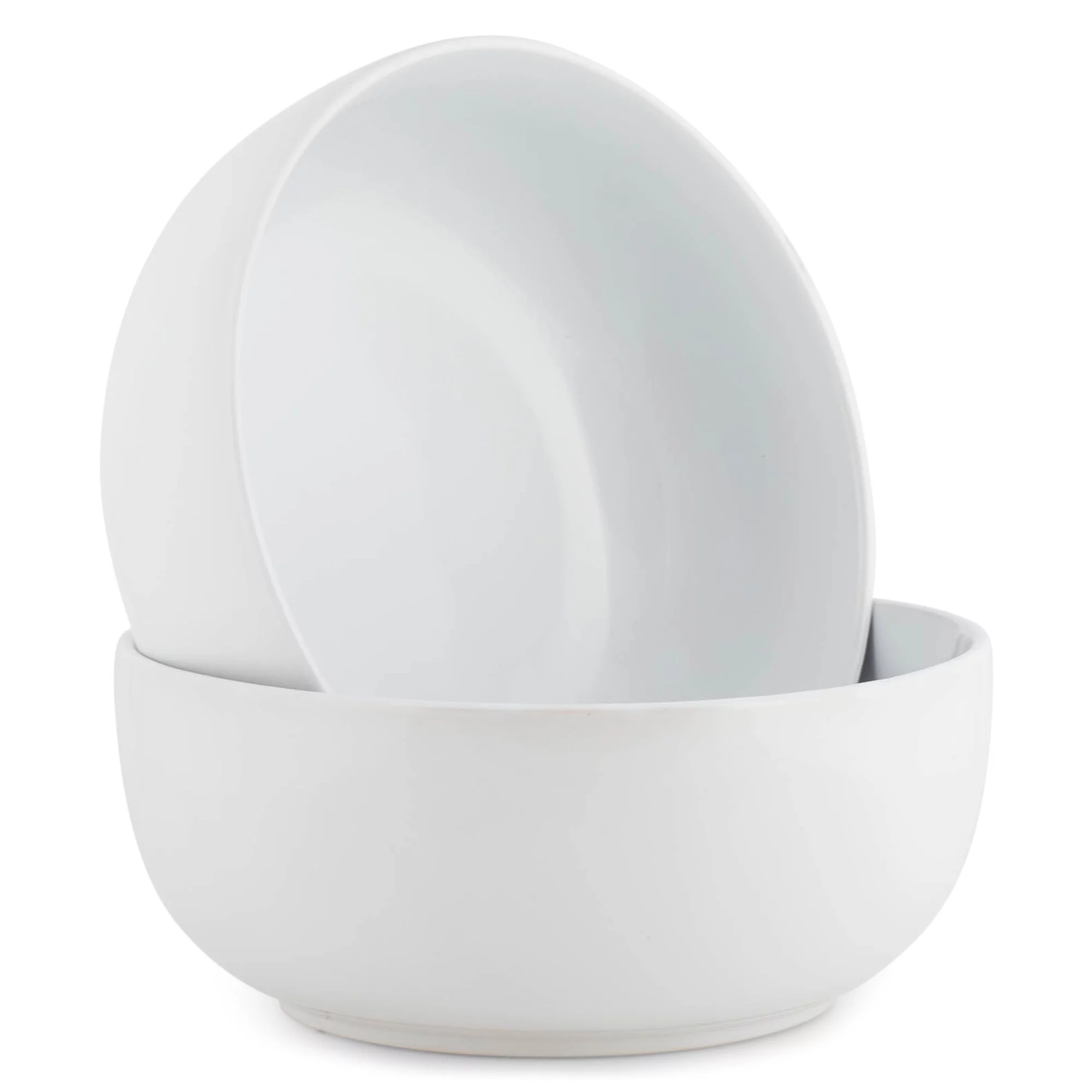 Elanze Designs Bistro Glossy Ceramic 8.5 inch Pasta Bowls Set of 2, White