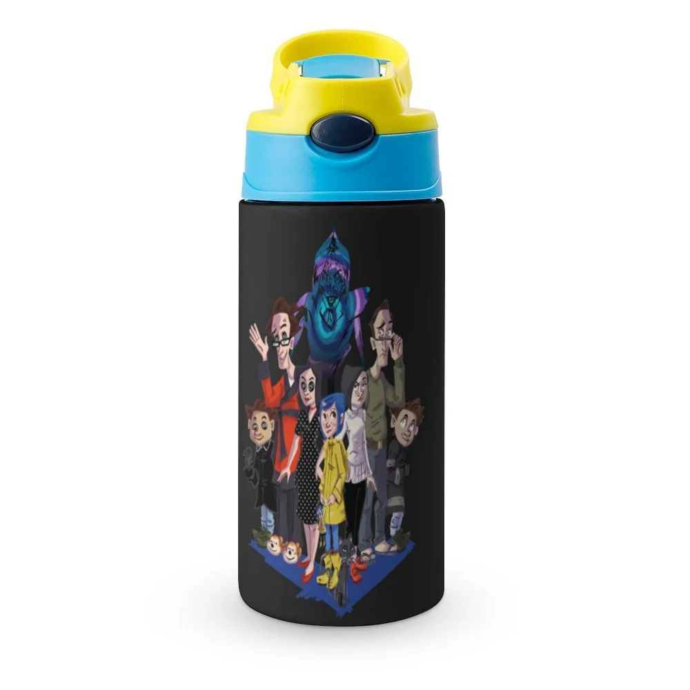Coraline Family Kid's Insulated Water Bottle With Straw Vacuum Stainless Steel Cup Leak-Proof Children Toddler Thermoses