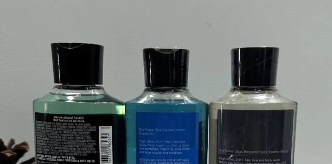 Bath & Body Works Men's Collection 3-in-1 Hair, Face & Body Wash Trio Set, 10 fl oz (Freshwater, Ocean and Graphite)